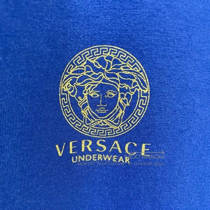 Versace Versace Blue Cotton Men's T-Shirt . Size US S / EU 44-46 / 1 - 2 Thumbnail