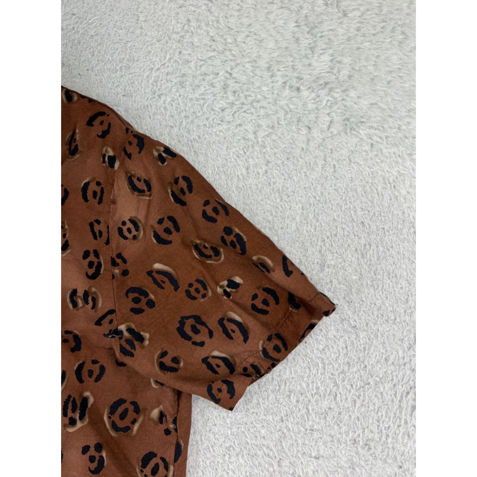 Vintage Notations Shirt Womens XL Brown Leopard Print Hawaiian Floral Rayon Vintage No Size XL / US 12-14 / IT 48-50 - 4 Thumbnail