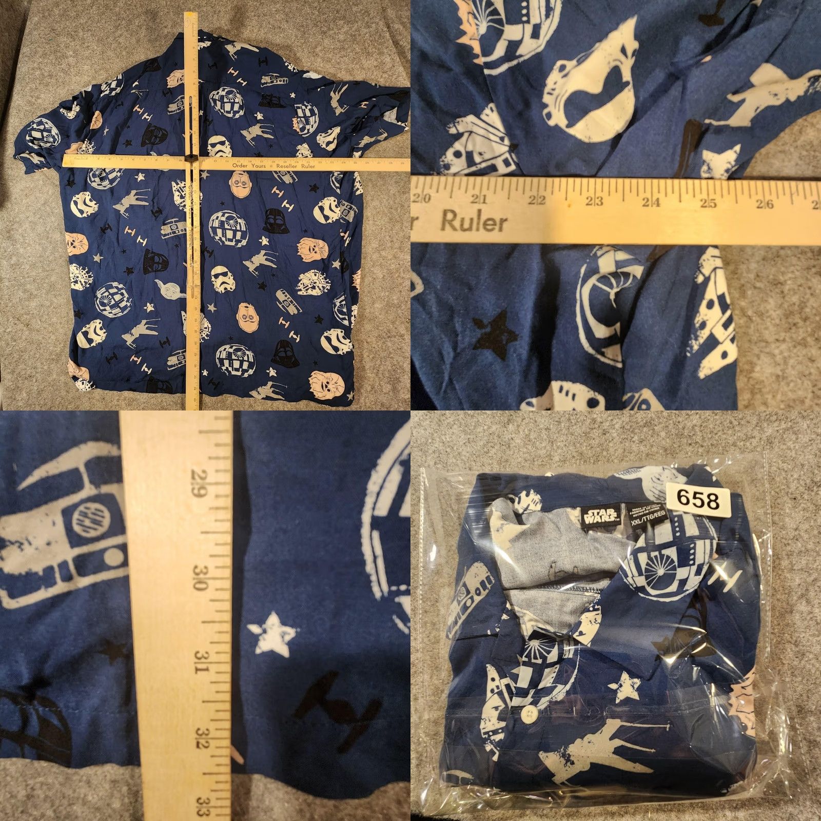 Disney VINTAGE Star Wars Shirt Mens 2XL Blue Button Front Rayon Aloha Hawaiian Camp Print Size US XXL / EU 58 / 5 - 8 Thumbnail