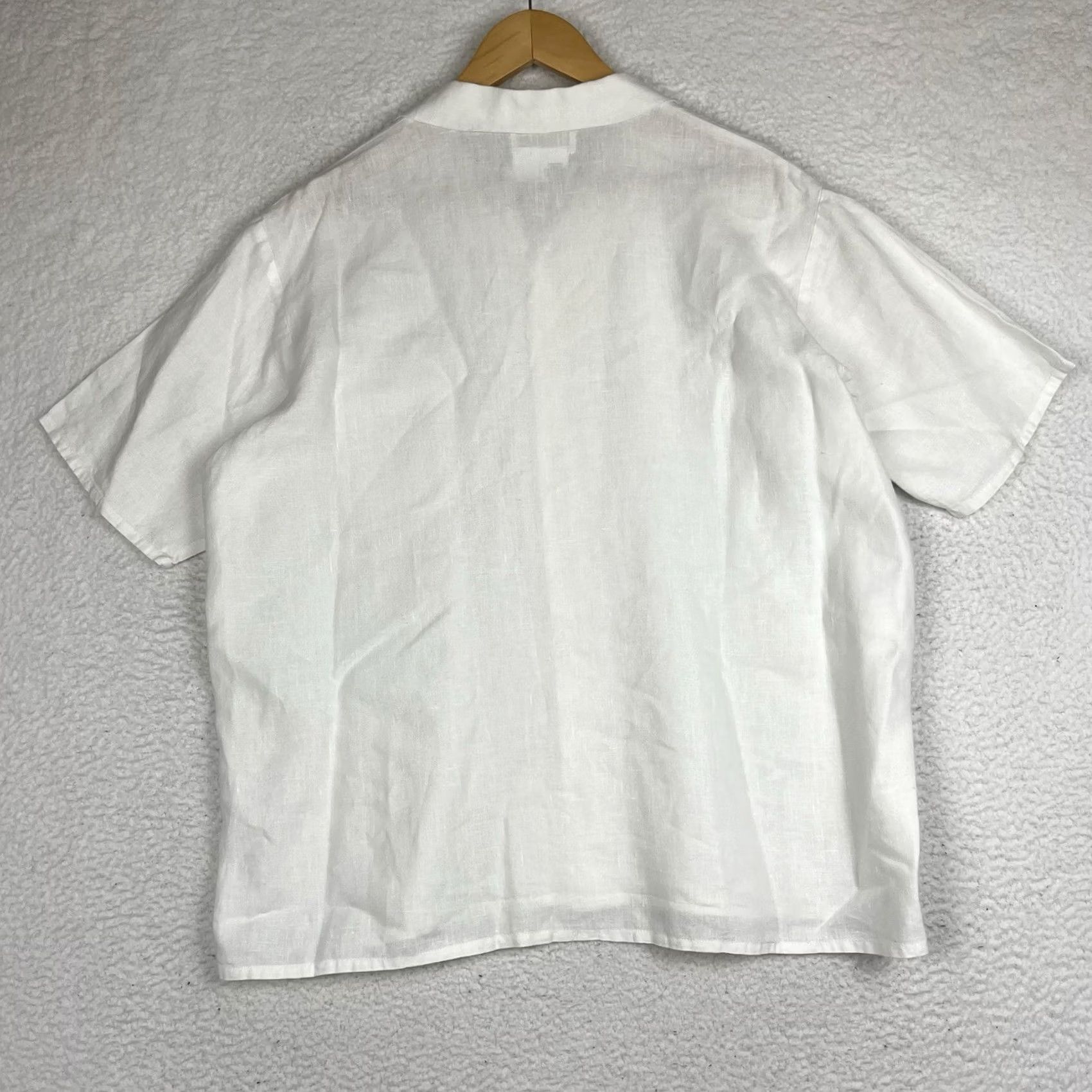 FLAX Vintage FLAX Linen Shirt Mens Small White Camp Collar Short Sleeve Button Size US S / EU 44-46 / 1 - 4 Thumbnail