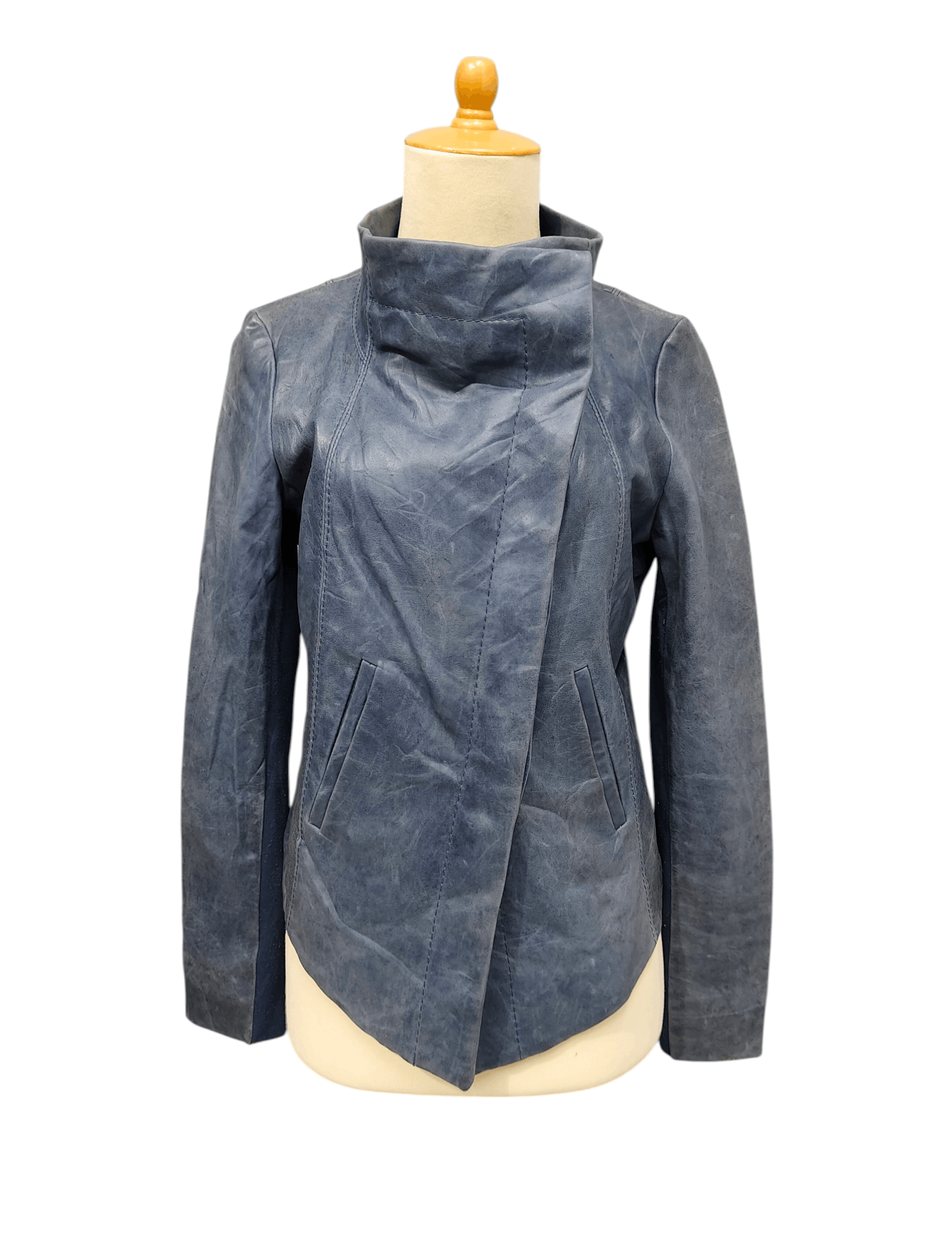 Bcbgmaxazria 2000s BCBGMAXAZRIA-Asymmetric High Collar Apocalypse Leather Size M / US 6-8 / IT 42-44 - 1 Thumbnail