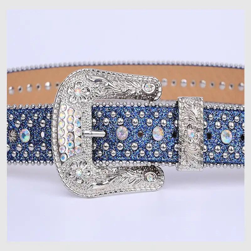 Vintage rhinestone belt y2k style handmade diamond Size ONE SIZE - 6 Thumbnail