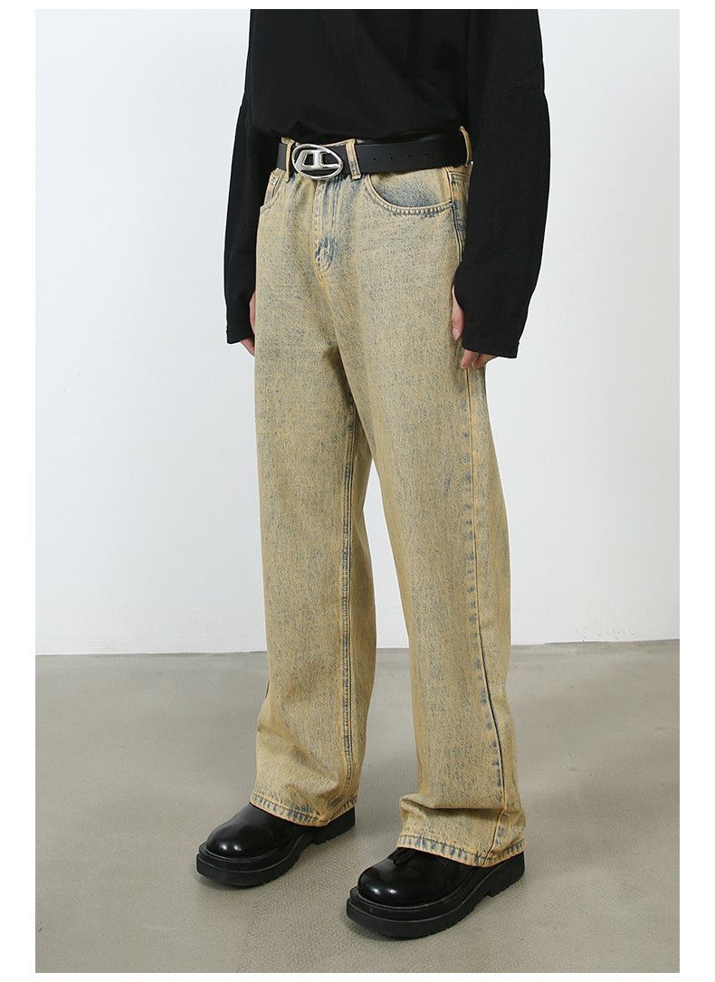 Japanese Brand × Jean Vintage simple washed distressed yellow mud straight jeans Size US 32 / EU 48 - 5 Thumbnail