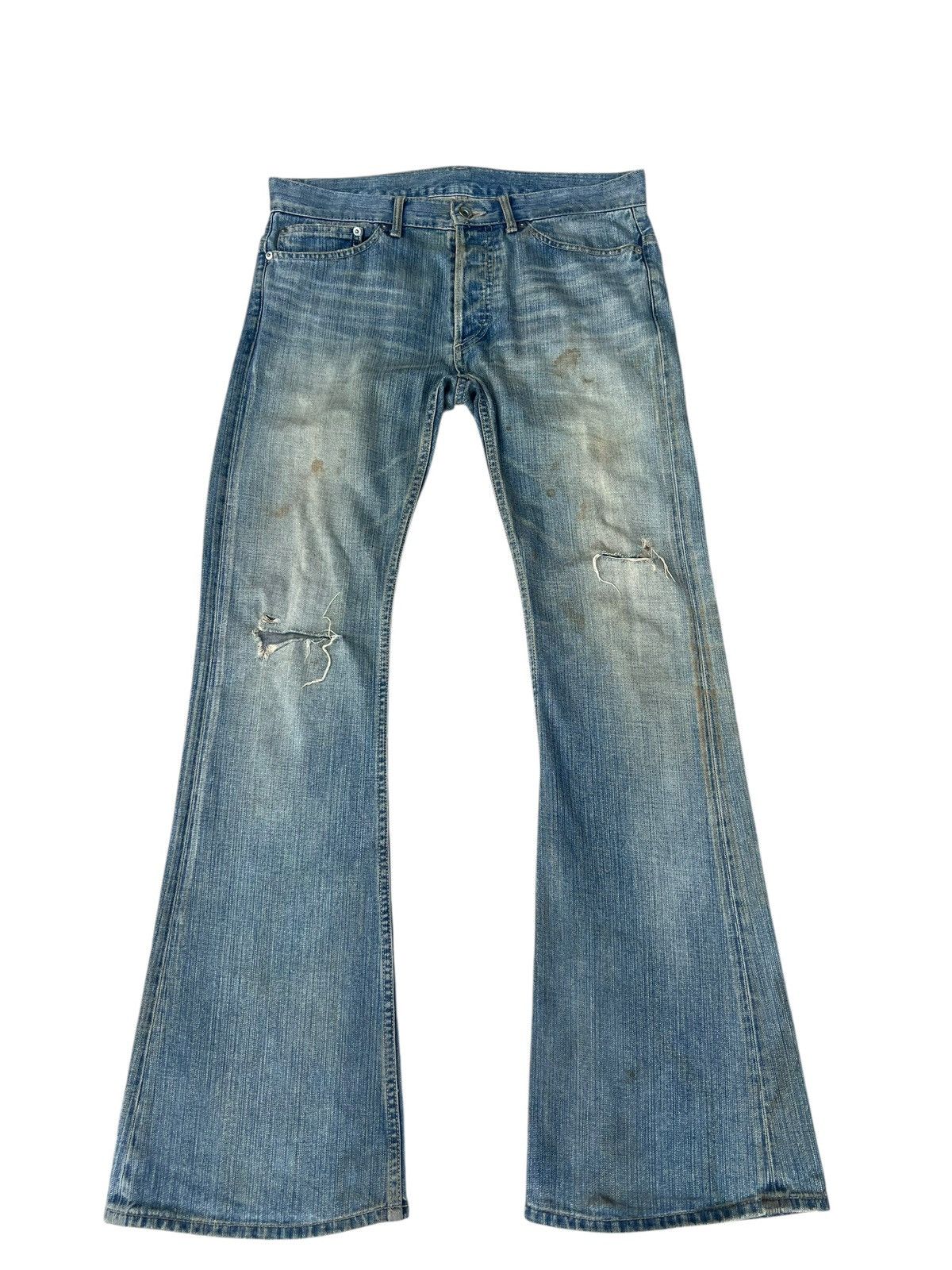 5351 POUR LES HOMMES Frog Denim Japan Distress Dirty Mud Denim Super Flare Jeans Size US 32 / EU 48 - 1 Thumbnail