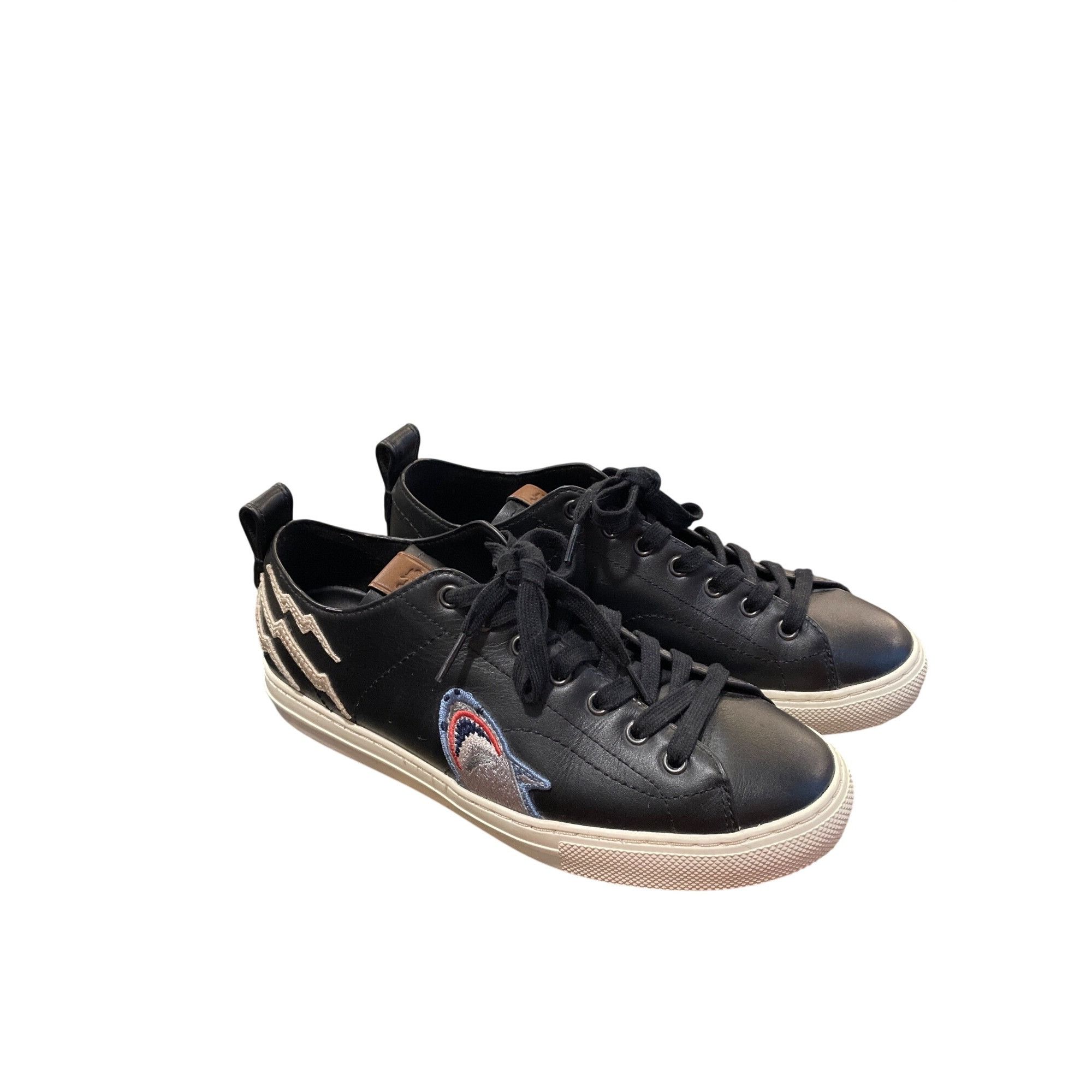 Coach Coach wms black leather low top shark embroided Lightning sn Size US 8 / IT 38 - 19 Thumbnail