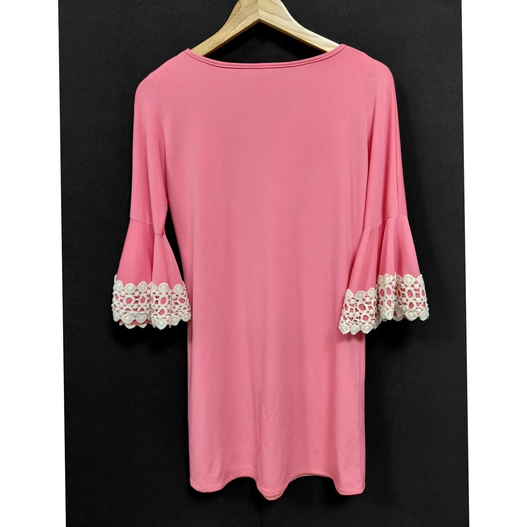 Vintage Judith March Pink Bell Sleeve Dress Solid 3/4 Sleeve Knee Length Women Size S Size S / US 4 / IT 40 - 2 Thumbnail