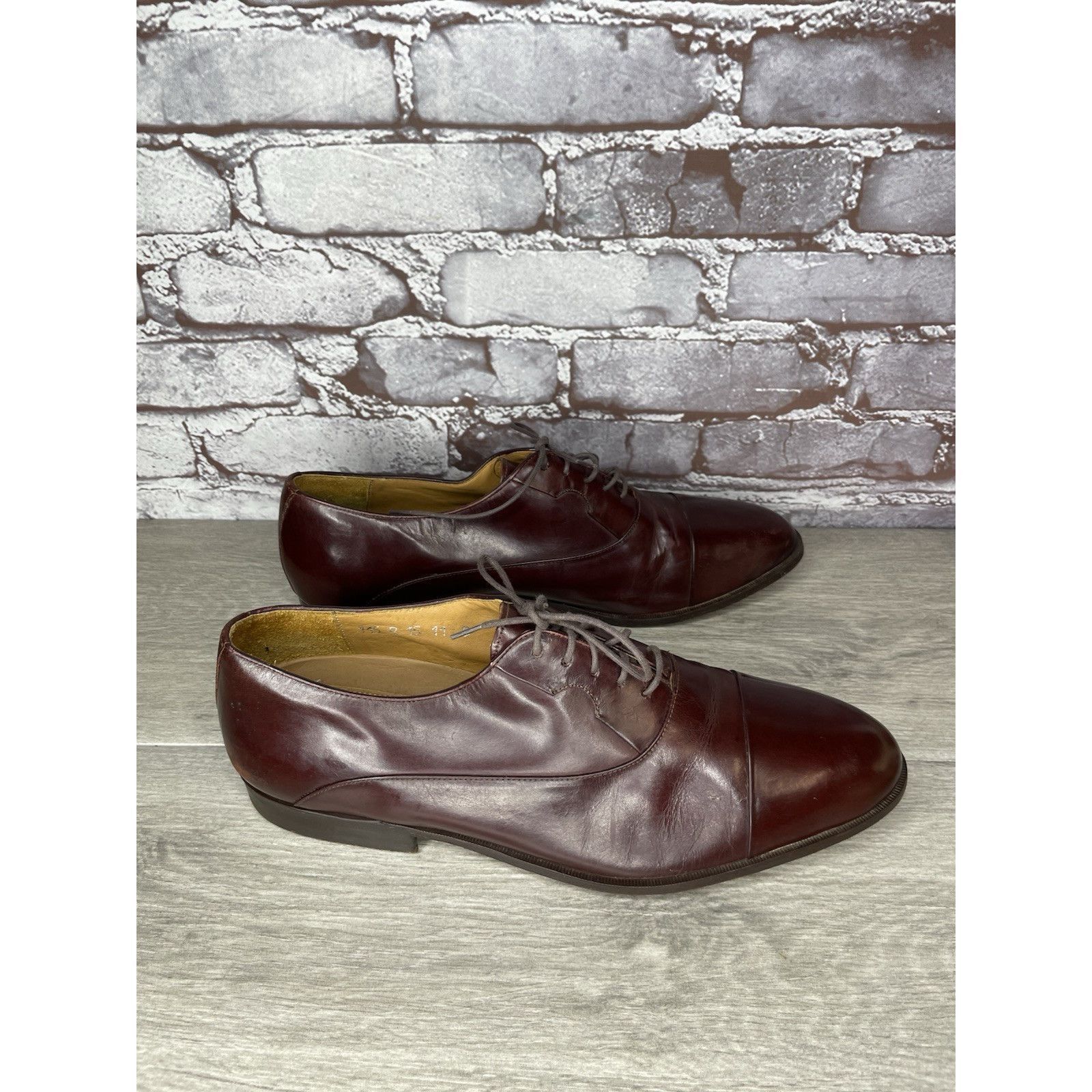 HARAGO Paragon Brown Leather Cap Toe Handmade Oxfords Lace Up Shoes Size US 11 / EU 44 - 19 Thumbnail