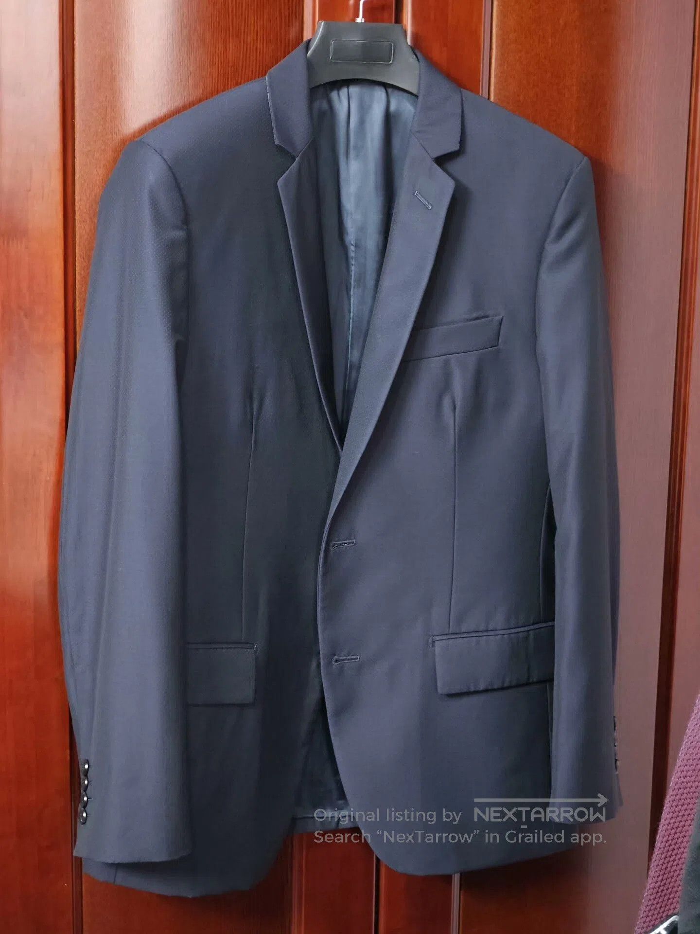 Japanese Brand Italian Giudice Wool Suit with Navy Pattern. Size US M / EU 48-50 / 2 - 1 Thumbnail