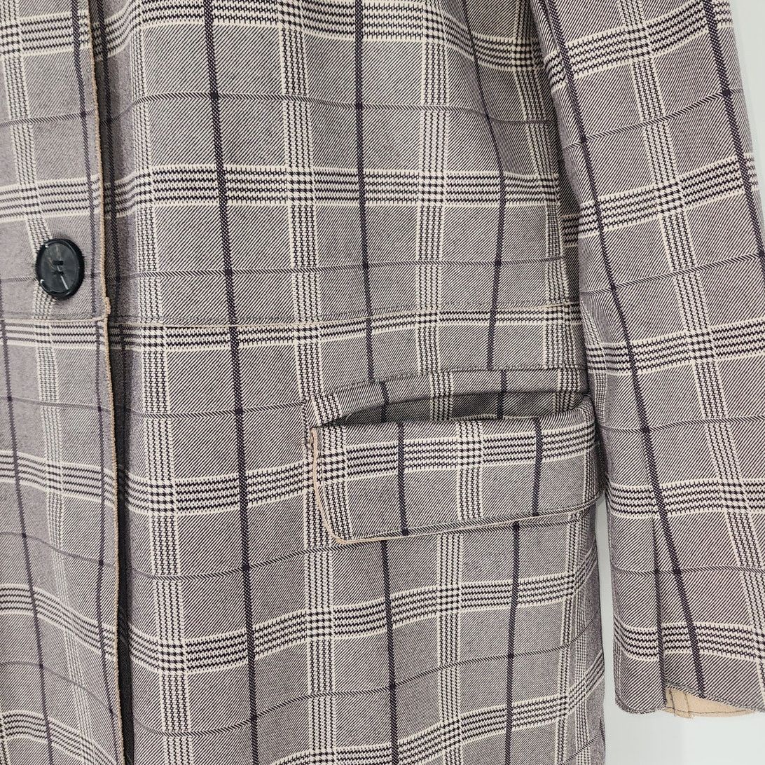 BLANKNYC BlankNYC Plaid Button Front Longline Coat Gray Check Size XS Size XS / US 0-2 / IT 36-38 - 4 Thumbnail