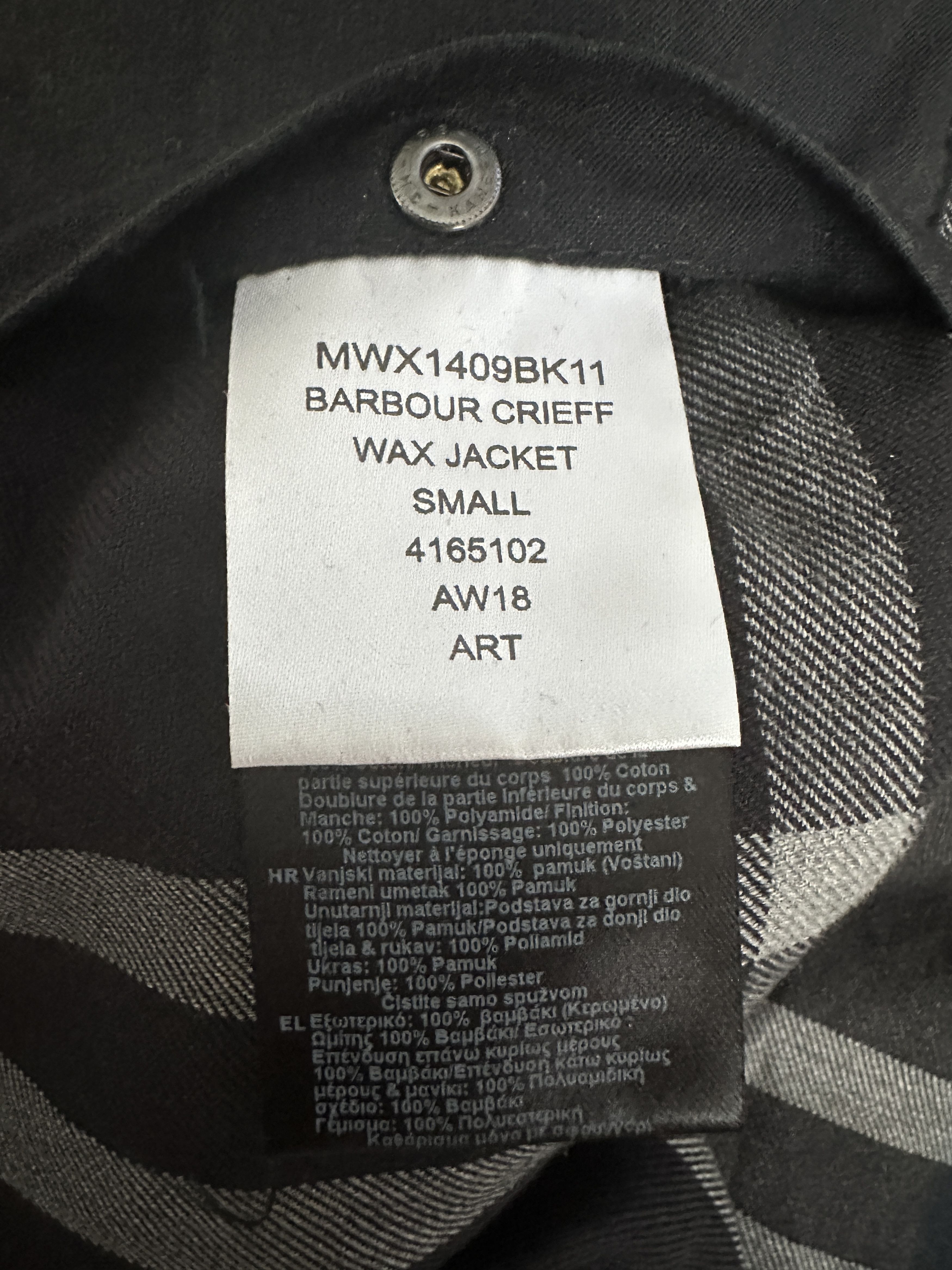 Barbour Barbour Crieff Wax Hooded Jacket Size S Black Made A Rewax Size US S / EU 44-46 / 1 - 11 Thumbnail