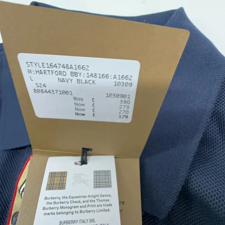 Burberry Burberry Burberry Navy Blue Embroidered Logo Polo Shirt-25 Size US L / EU 52-54 / 3 - 7 Thumbnail