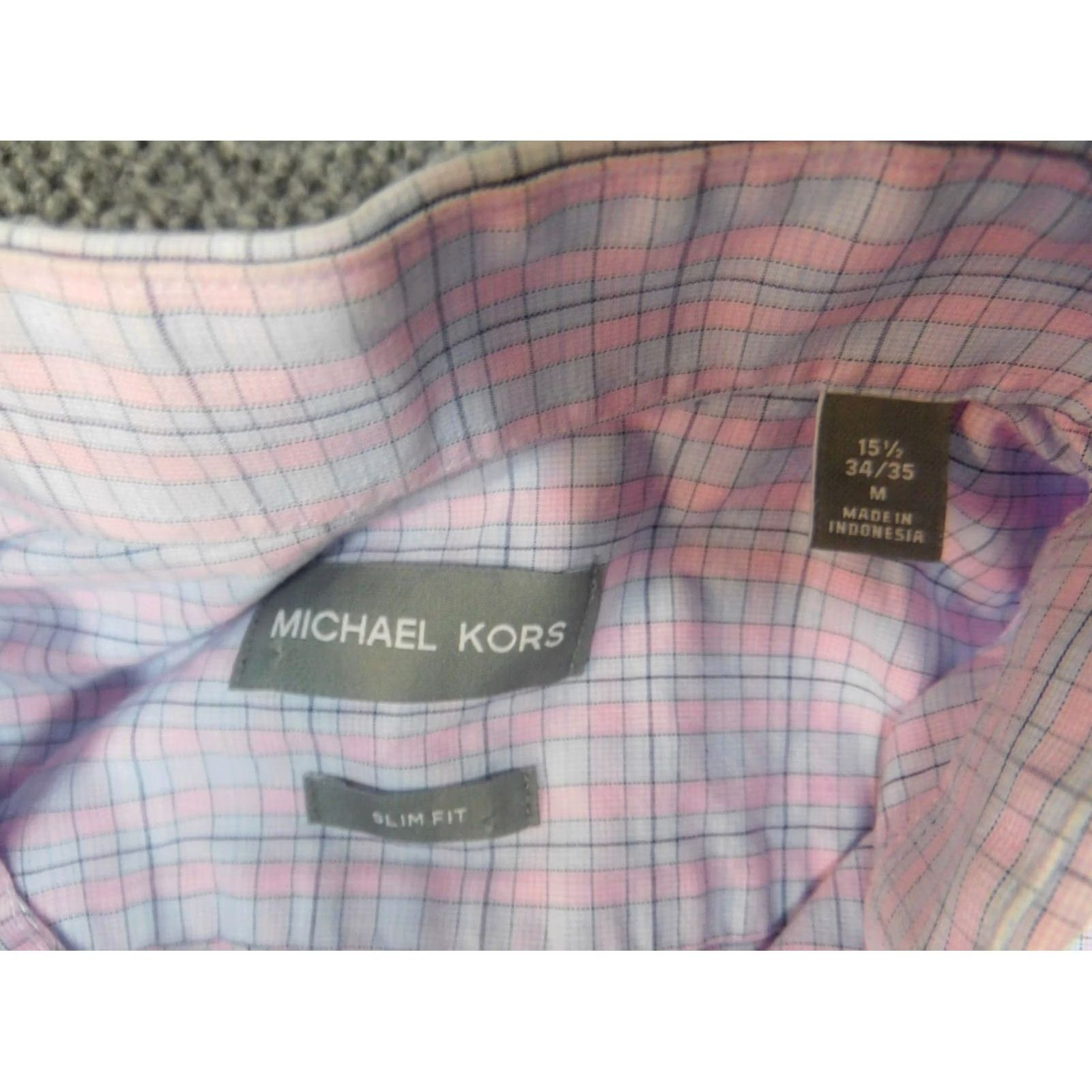 Michael Kors Michael Kors Mens Shirt Medium pink plaid button down slim fit Size US M / EU 48-50 / 2 - 6 Thumbnail