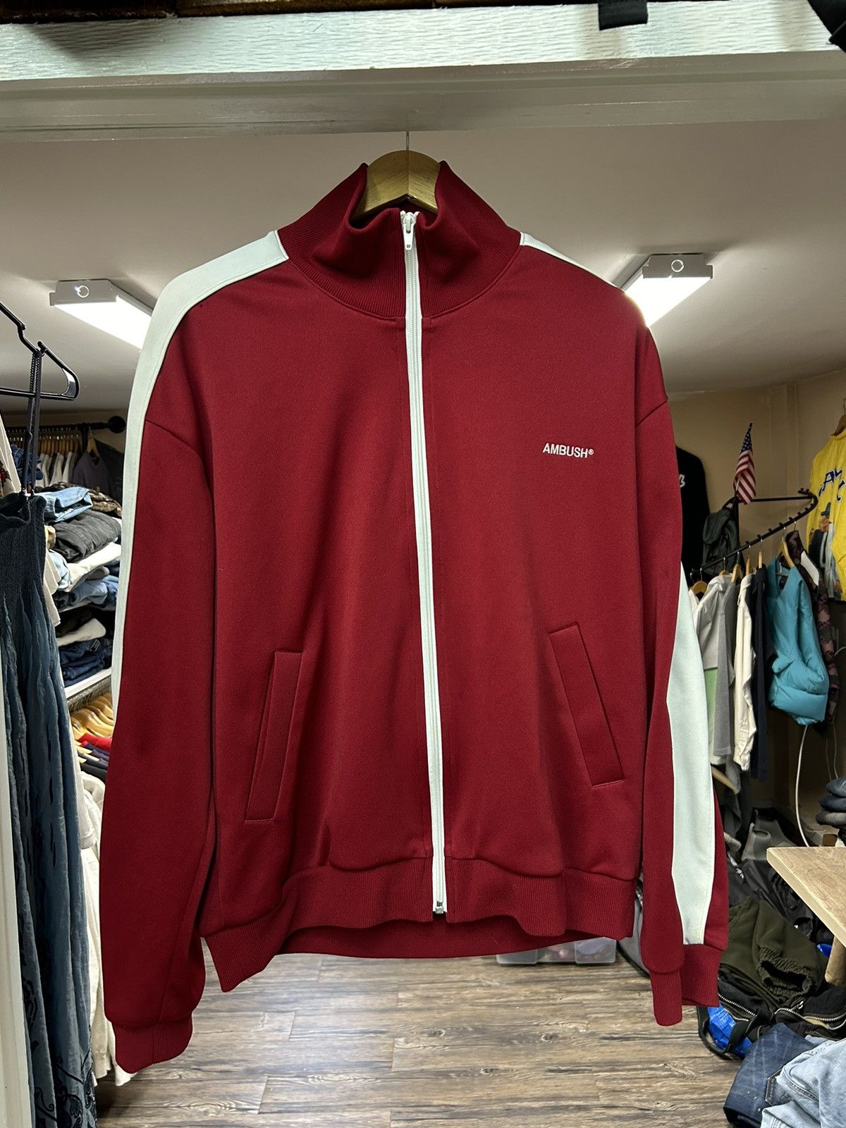 image of Ambush Design Ambush Zip-Up Light Jacket in Maroon, Men's (Size Medium)