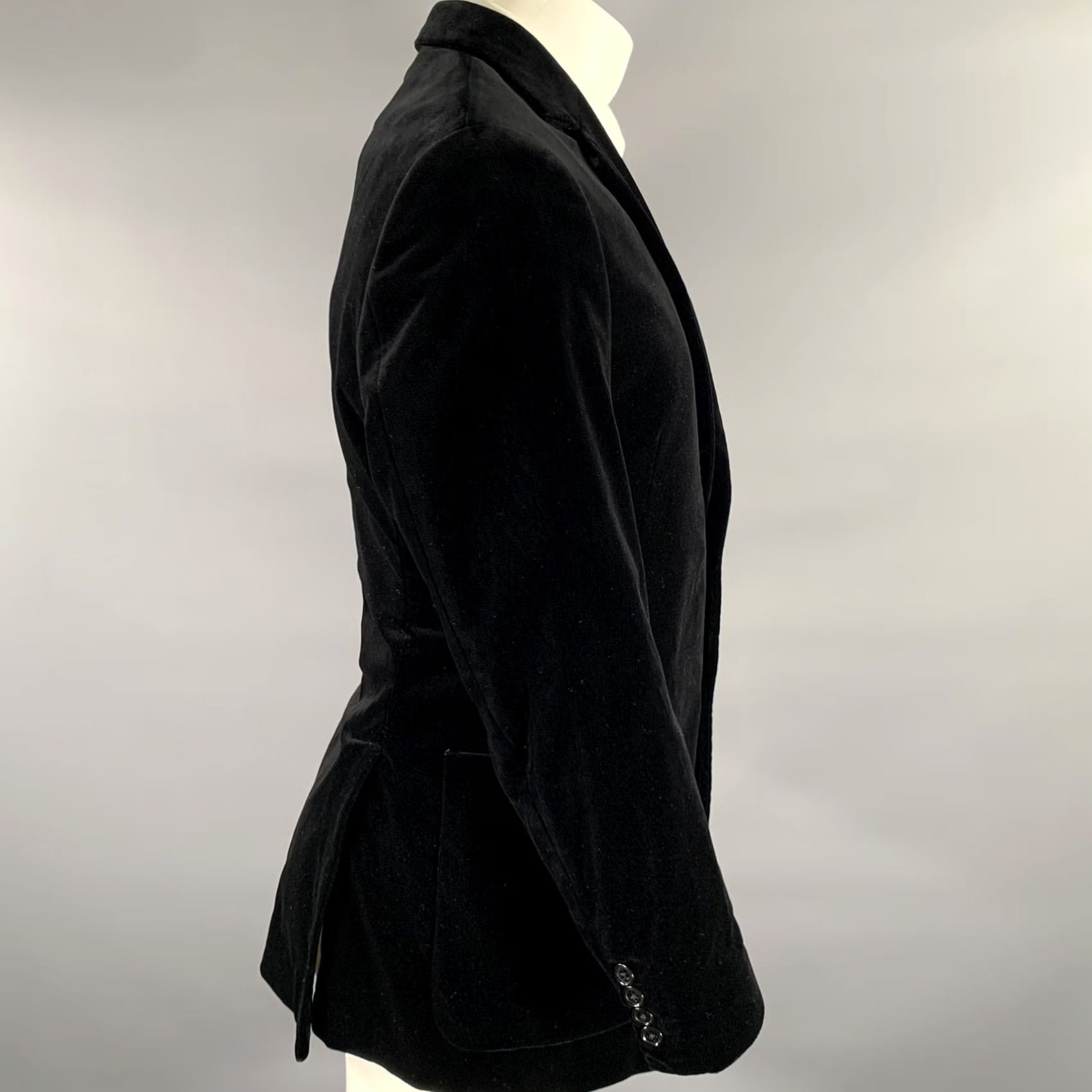 Armani ARMANI COLLEZIONI Black Velvet Cotton Elastane Sport Coat Size 40 Mens Size US XXS / EU 40 - 3 Thumbnail