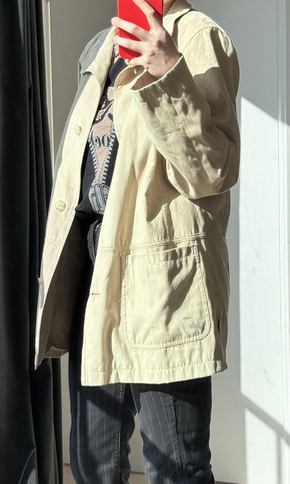 Vintage Suede beige coat for layering Size L / US 10 / IT 46 - 3 Thumbnail
