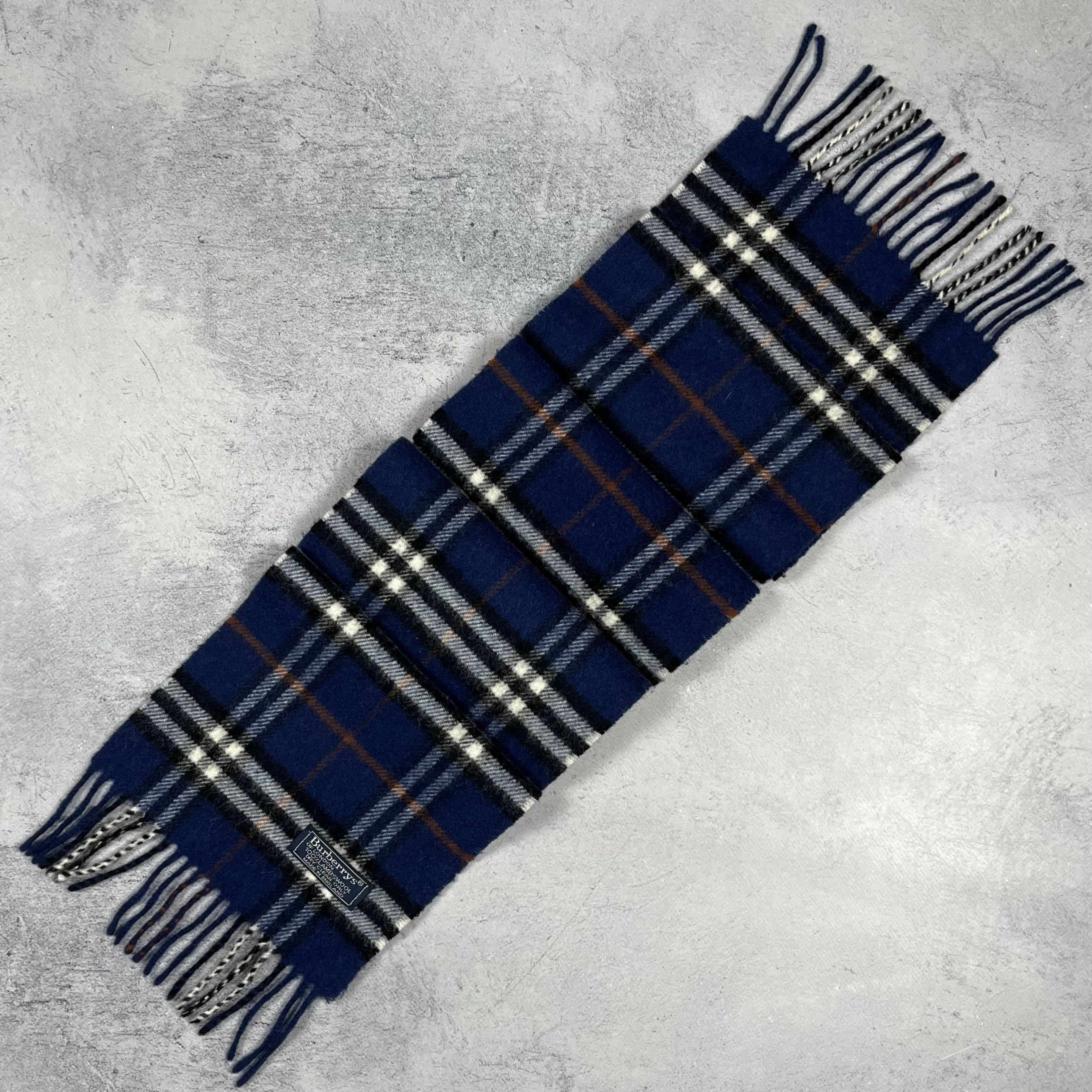 Burberry Vintage Burberrys Nova Check Blue Wool Scarf 90’s Size ONE SIZE - 4 Thumbnail
