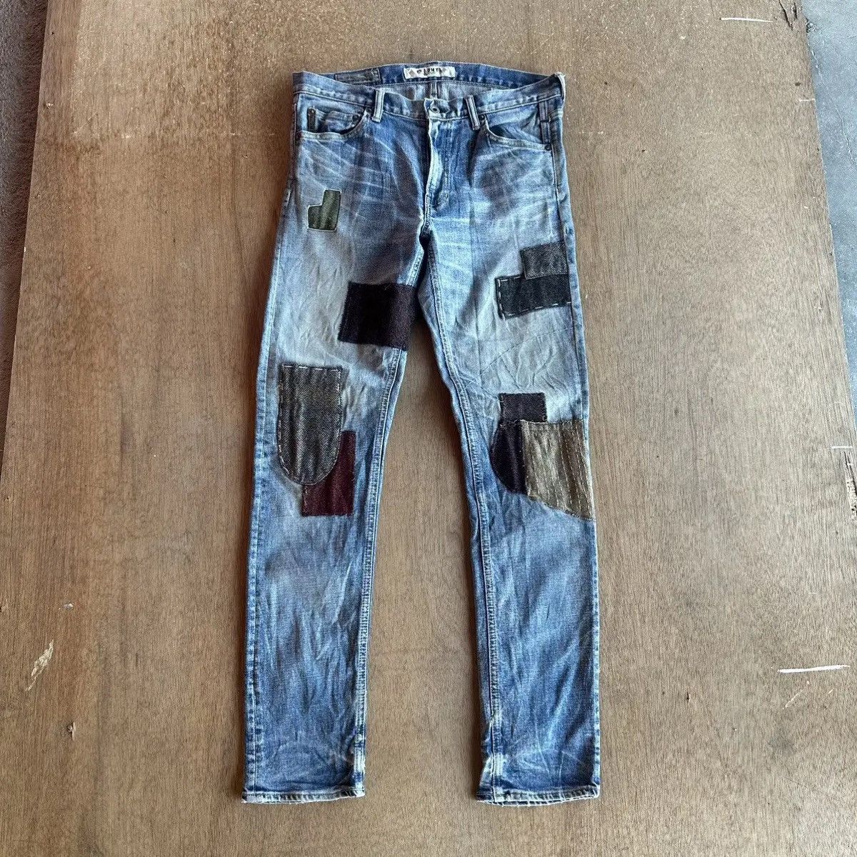FDMTL RARE💥FDMTL BORO SASHIKO PATCHWORK DENIM PANTS/JEANS W32 L31 Size US 32 / EU 48 - 3 Thumbnail