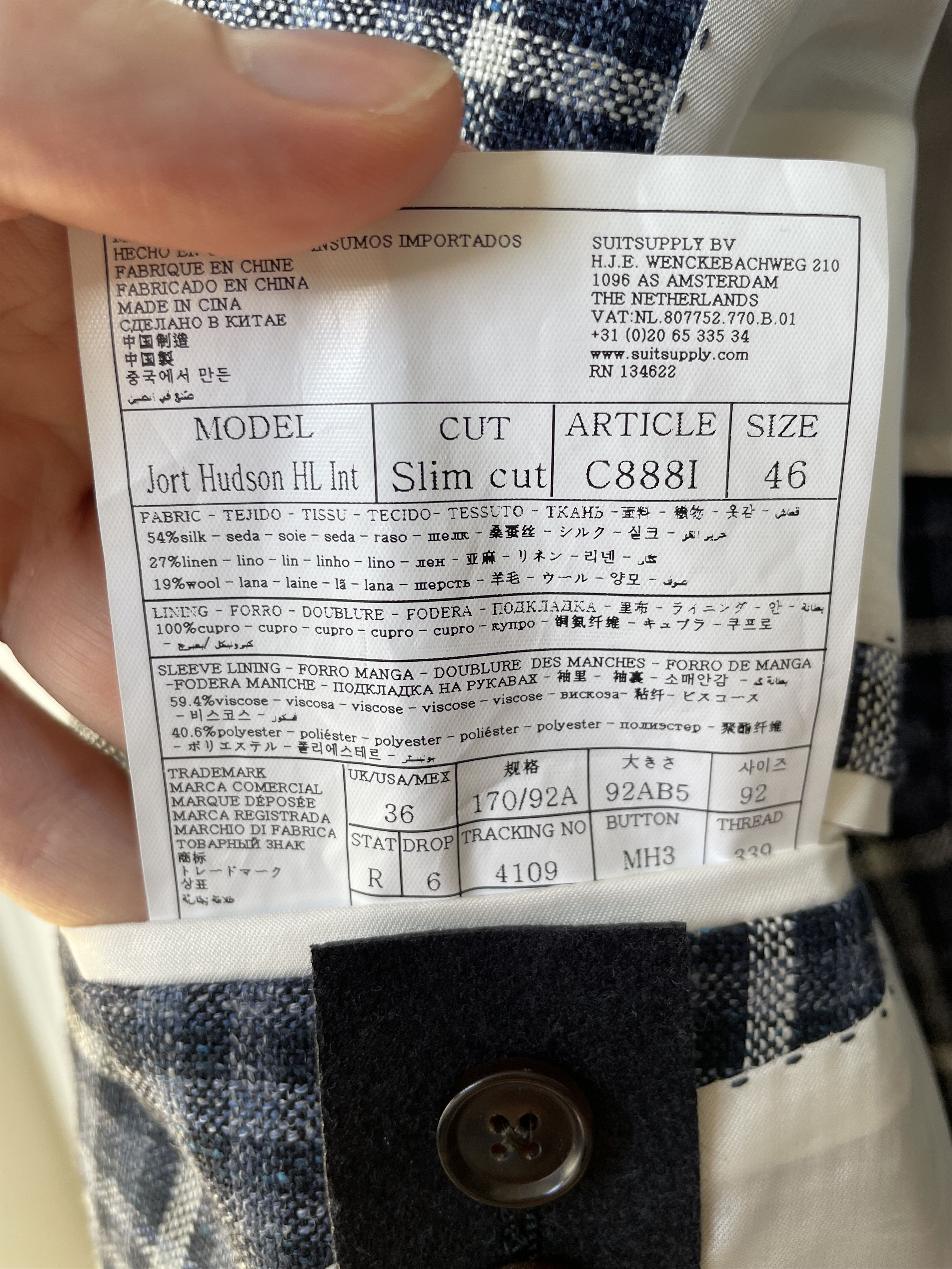 Suitsupply NWT Suitsupply blue checked Jort jacket, size 36R\EU46 Size 36R - 7 Thumbnail