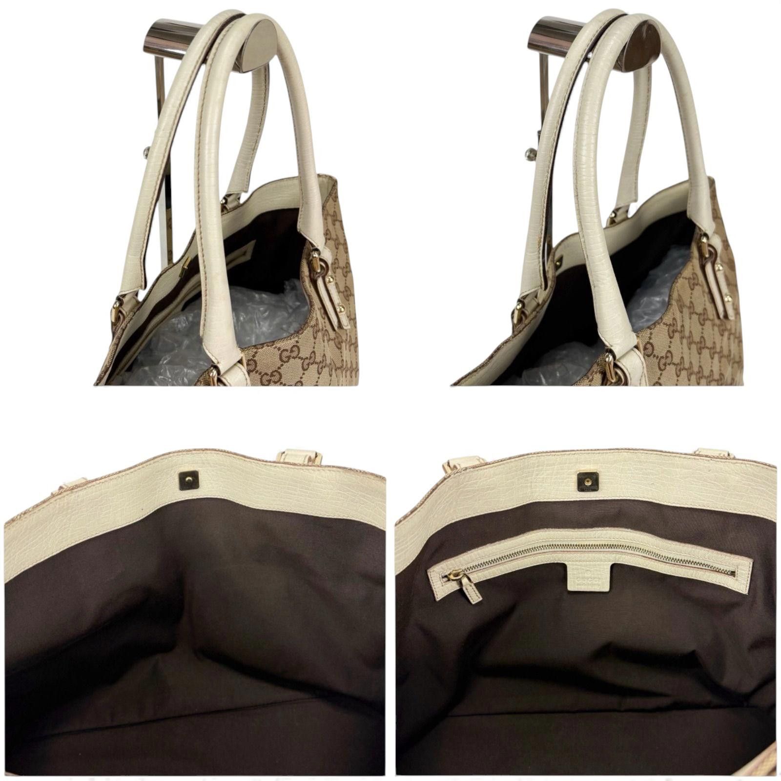 Gucci Gucci - Beige Monogram Canvas and Leather Tote Handbag Size ONE SIZE - 7 Thumbnail