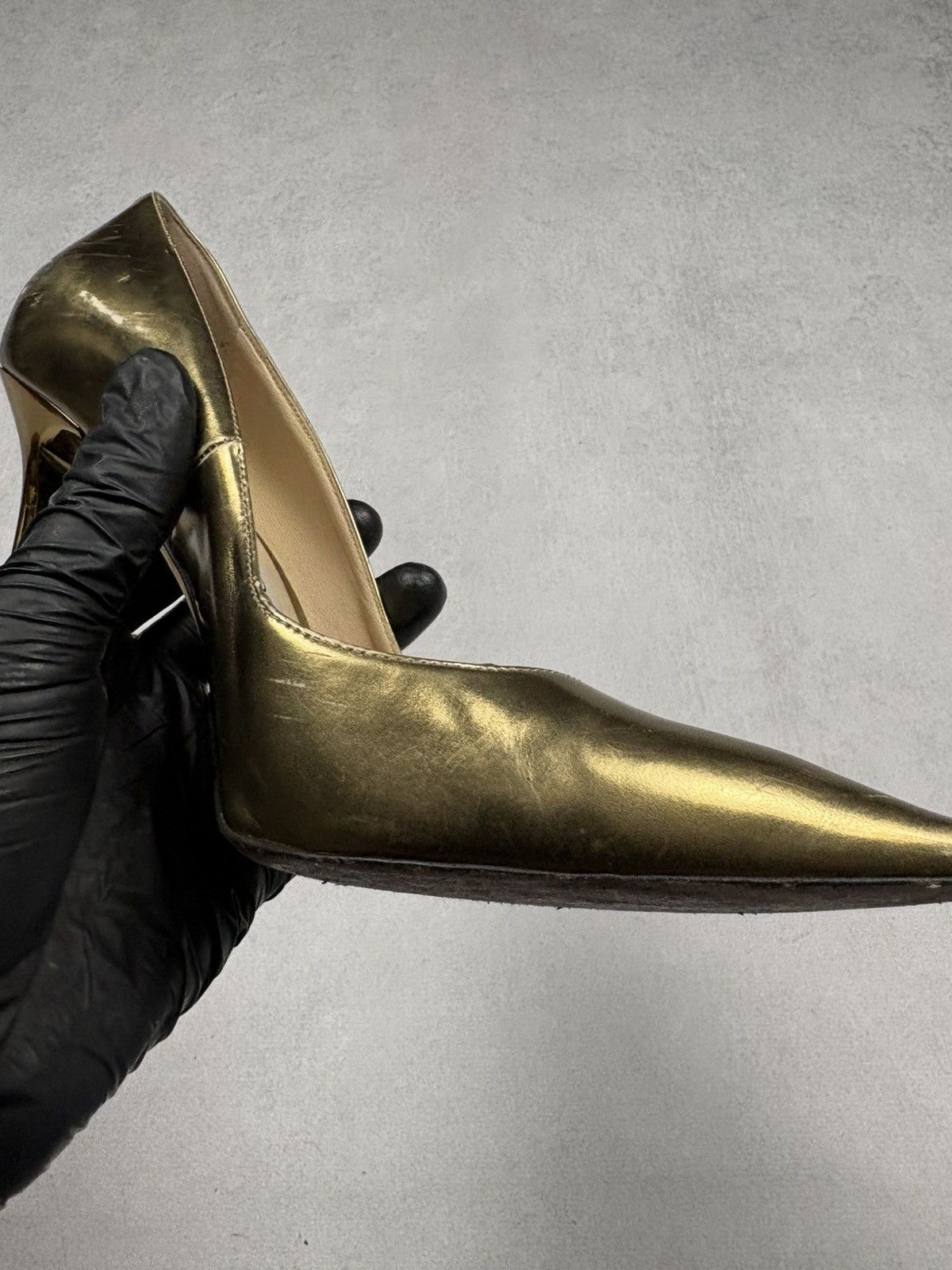 Jimmy Choo Jimmy Choo Gold Metallic Leather Pumps Rare Heels Luxury Size US 8.5 / IT 38.5 - 14 Thumbnail
