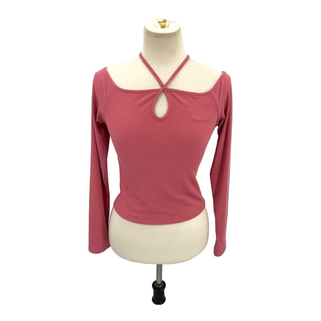 Other Aqua Pink Long Sleeve Cutout Halter Top Medium NWT $58 MSRP Size M / US 6-8 / IT 42-44 - 2 Thumbnail