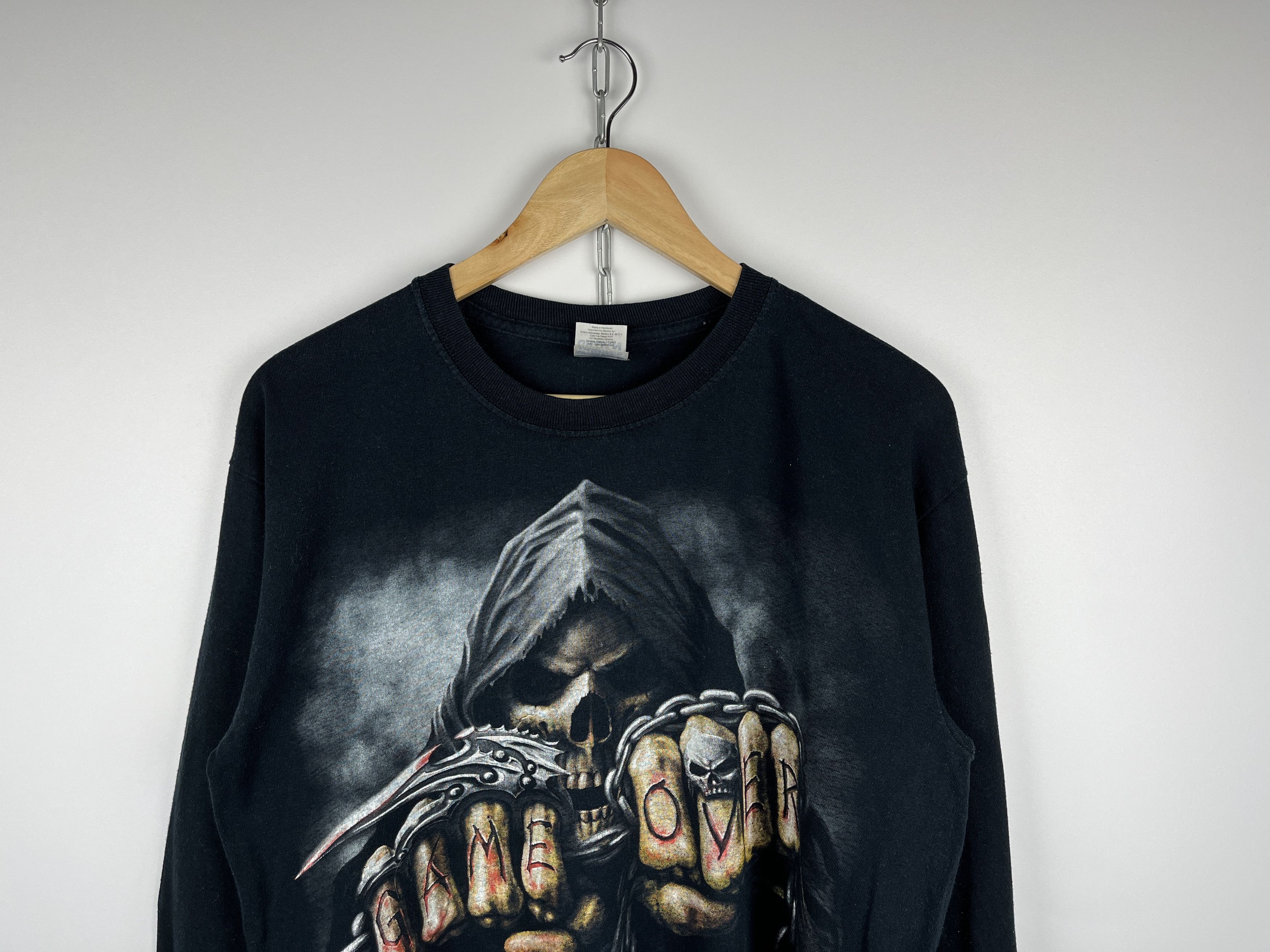Gildan Grim Reaper Skull Game Over Gildan Long Sleeve T-shirt Size US M / EU 48-50 / 2 - 4 Thumbnail