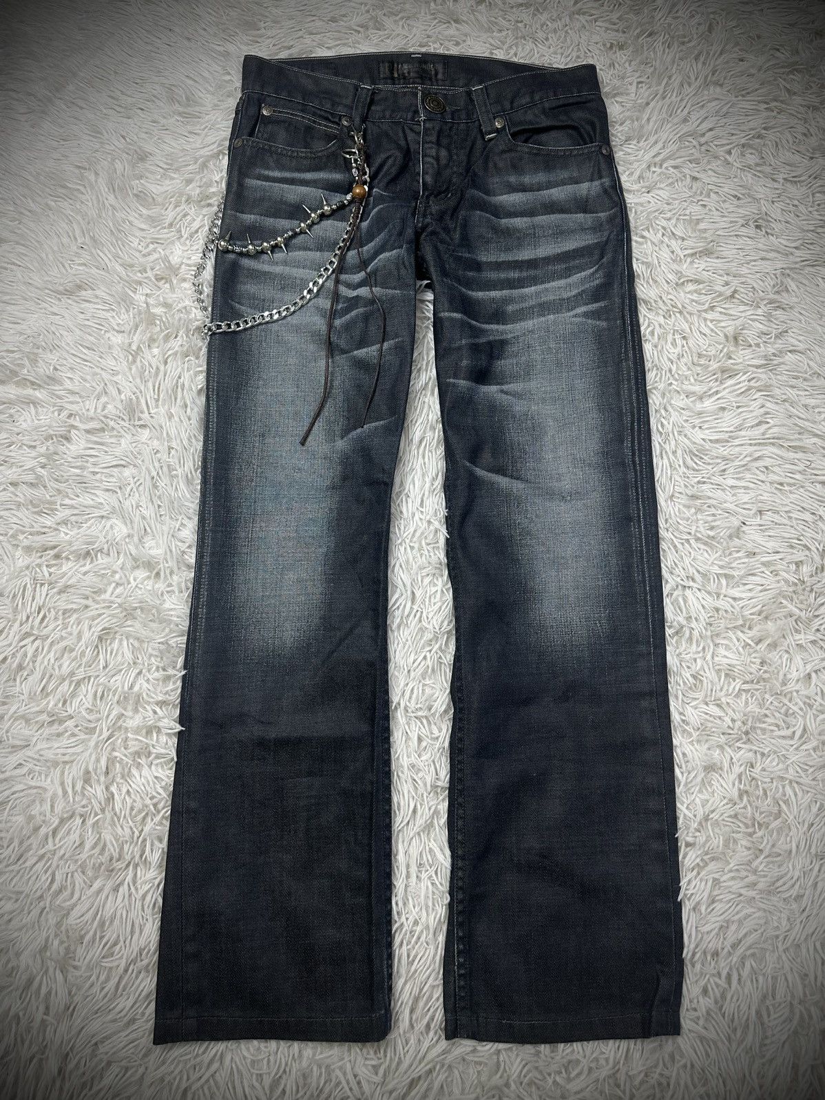 If Six Was Nine rare 00s japanese brand back number waxed denim jeans Size US 32 / EU 48 - 1 Thumbnail