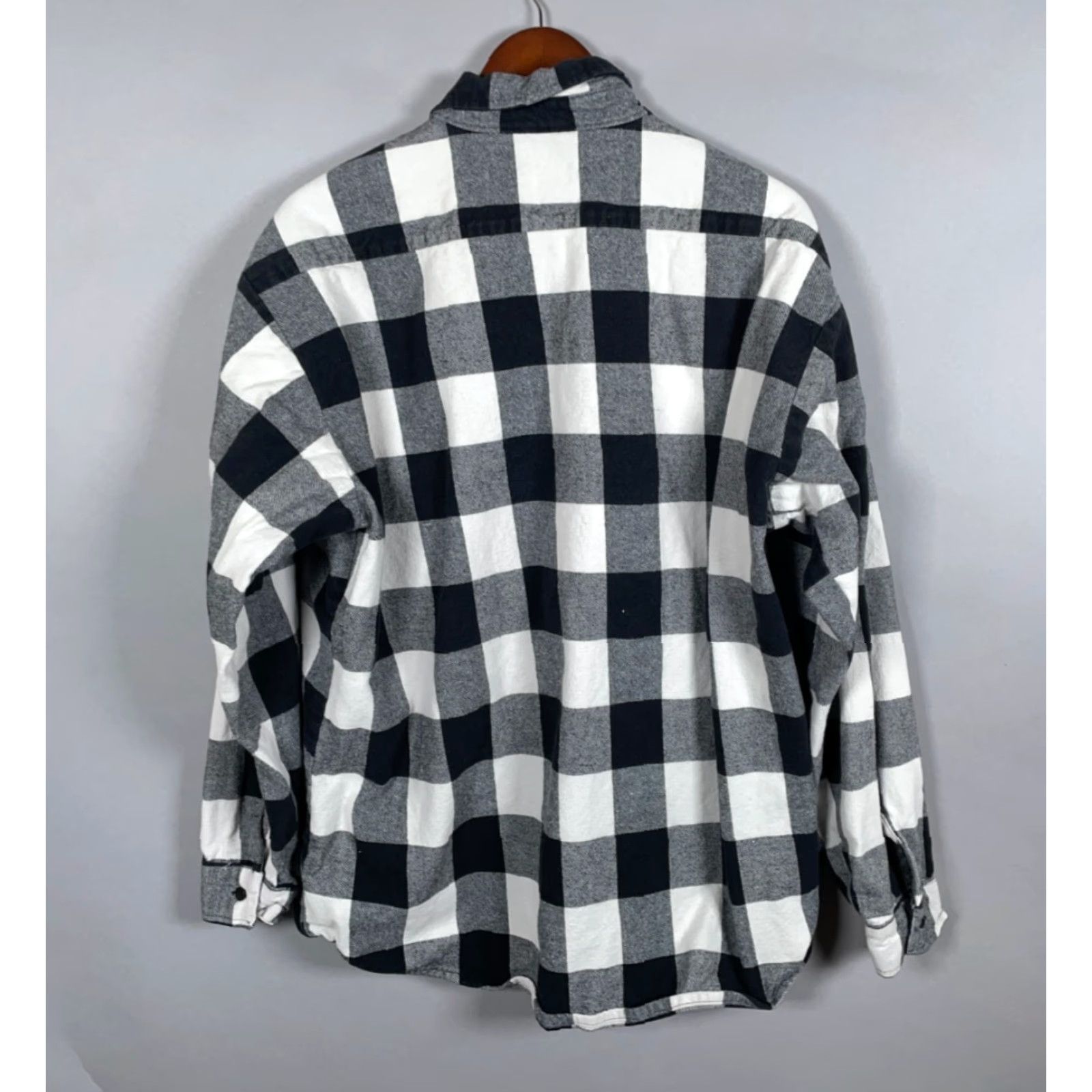 Vintage Big Bill Flannel Shirt Men XL White Black Buffalo Plaid Heavyweight Workwear 90s Grunge USA Size US XL / EU 56 / 4 - 2 Thumbnail