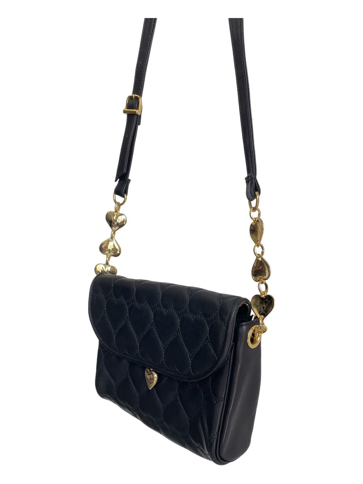 Genuine Leather × Moschino Vintage Moschino Leather Quilted Heart Pattern Shoulder Bag Size ONE SIZE - 5 Thumbnail