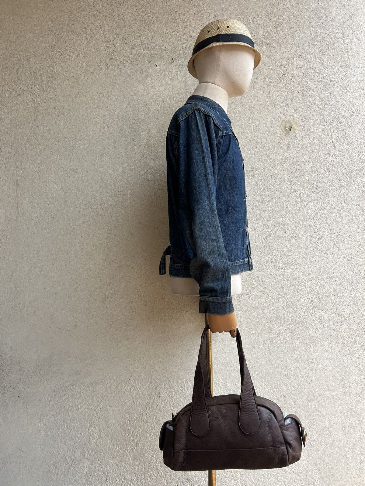 Leather Selvedge Japan Patina Real Leather Cargo Bag Size ONE SIZE - 5 Thumbnail