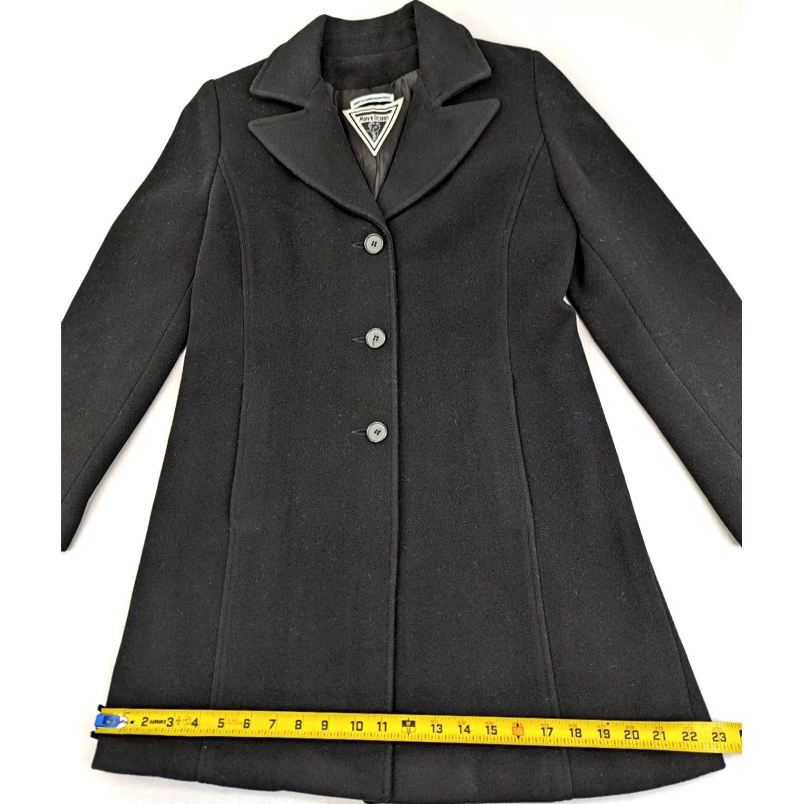 Vintage VINTAGE Marvin Richards Coat Pea Black Lined Wool Long Sleeve Button Down 38R Womens Size M / US 6-8 / IT 42-44 - 6 Thumbnail
