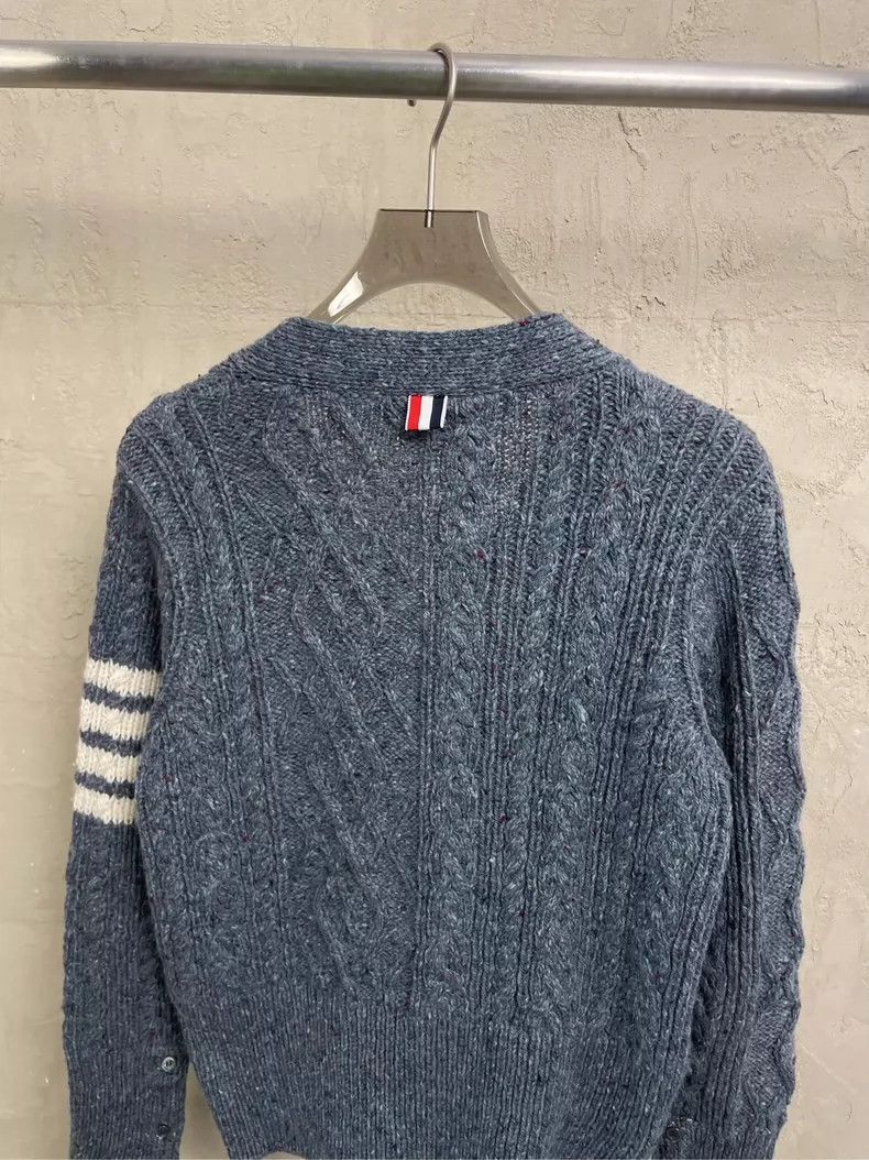 Thom Browne Thom browne Blue-gray four-striped wool cardigan jacket 250 Size US XS / EU 42 / 0 - 4 Thumbnail