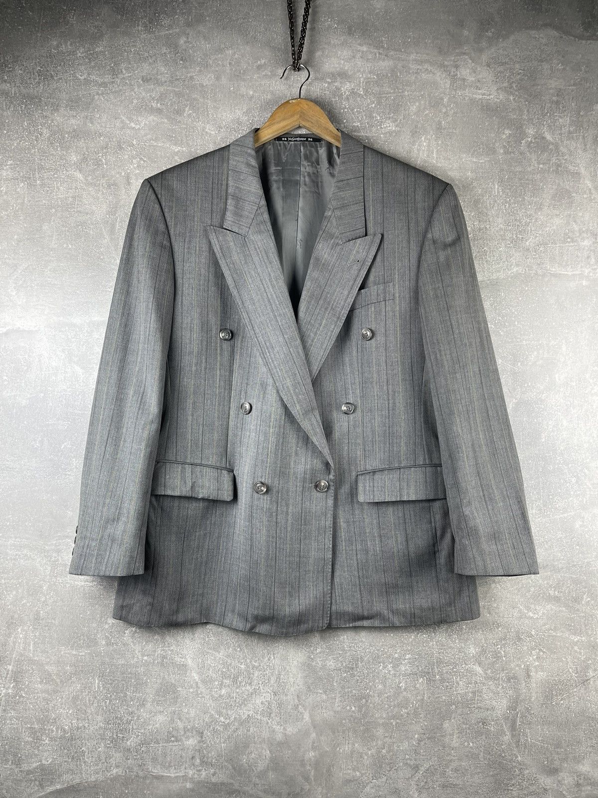 Yves Saint Laurent Yves Saint Laurent Difusion Hommes Double-Breasted Wool Suit Size 48R - 2 Thumbnail