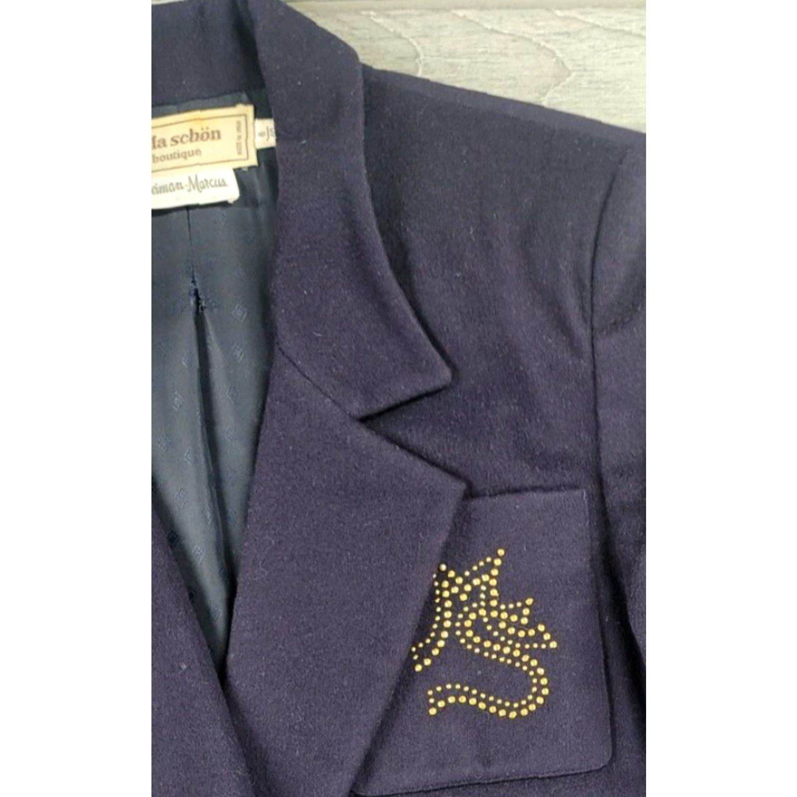Vintage VINTAGE Mila Schon Blazer Women Wool Beaded Logo 70s 80s 90s Paris Italy Sz 6/40 Blue S/L Regular Buttons Size M / US 6-8 / IT 42-44 - 4 Thumbnail
