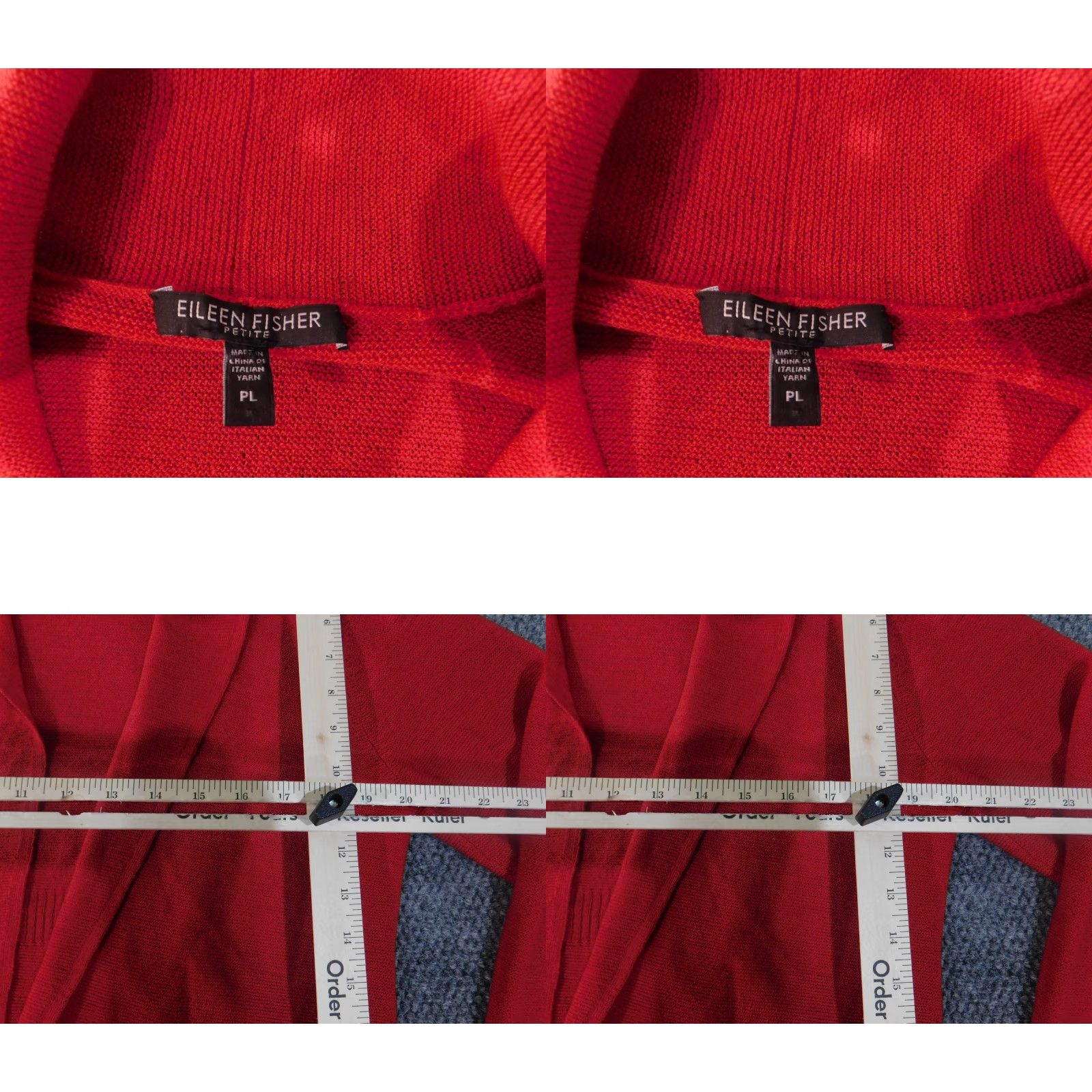 Eileen Fisher VINTAGE? No. Eileen Fisher Sweater Cardigan Wool Open Front Lightweight Red Petite Large Bell Sleeve Womens Size L / US 10 / IT 46 - 8 Thumbnail