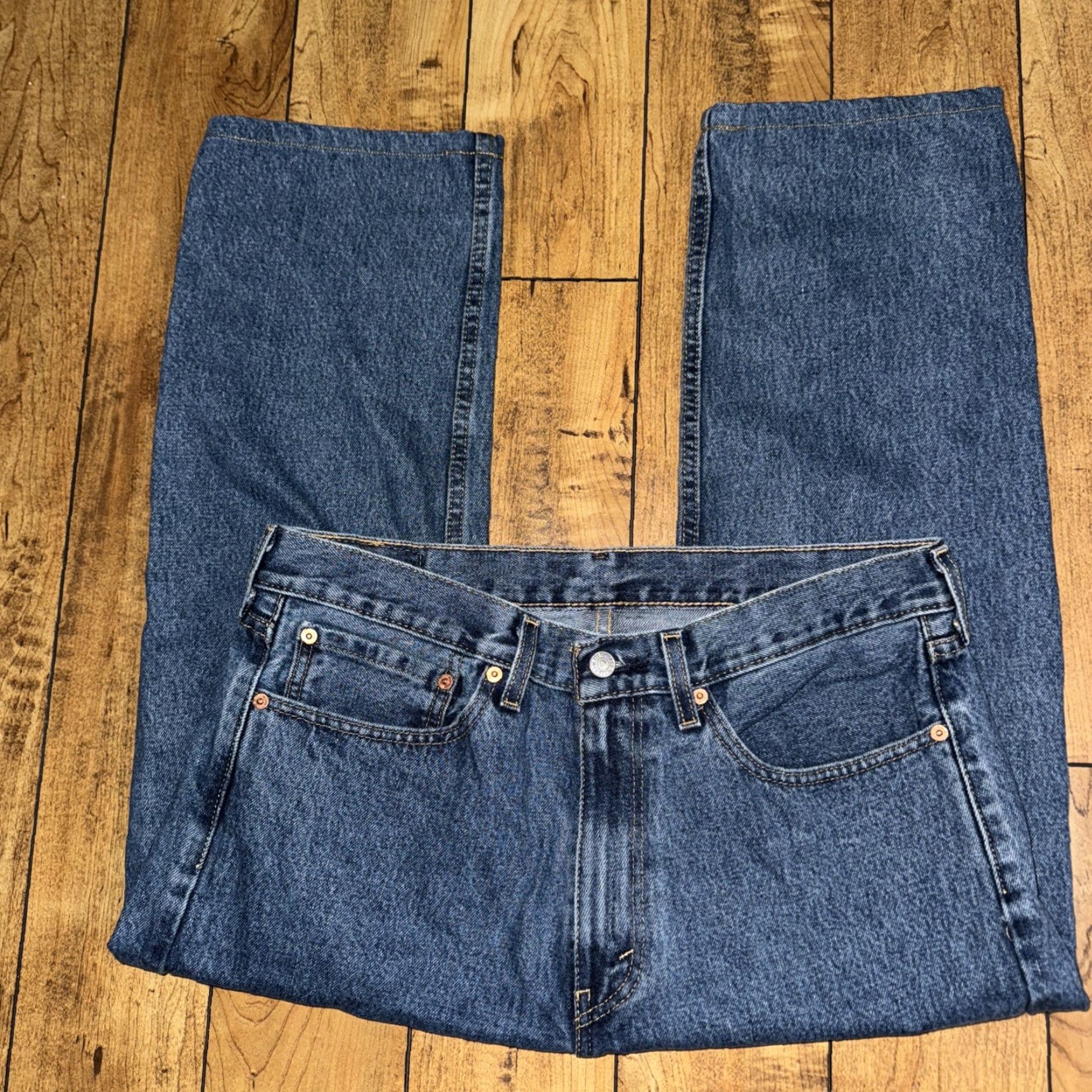 Levi's Levi’s 505 Jeans Men 34x24 Denim Blue Straight Regular Color Blue 34 Inseam 24 Size US 34 / EU 50 - 4 Thumbnail