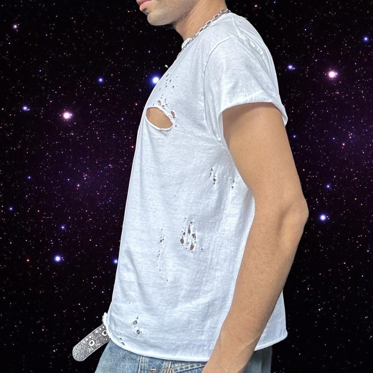 Gildan ASTROBOI* x Gildan White Ripped Grunge T-shirt - Large Size US L / EU 52-54 / 3 - 3 Thumbnail