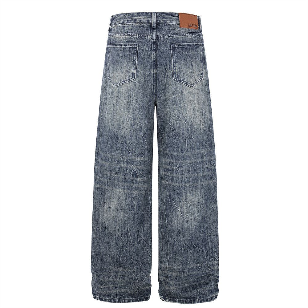 Jean American high street distressed washed wide-leg jeans Size US 32 / EU 48 - 2 Thumbnail