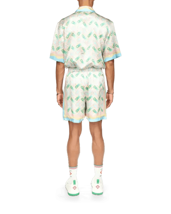 Casablanca o1mle0326 Drawstring Silk Shorts Ping Pong Print Size US 36 / EU 52 - 4 Thumbnail