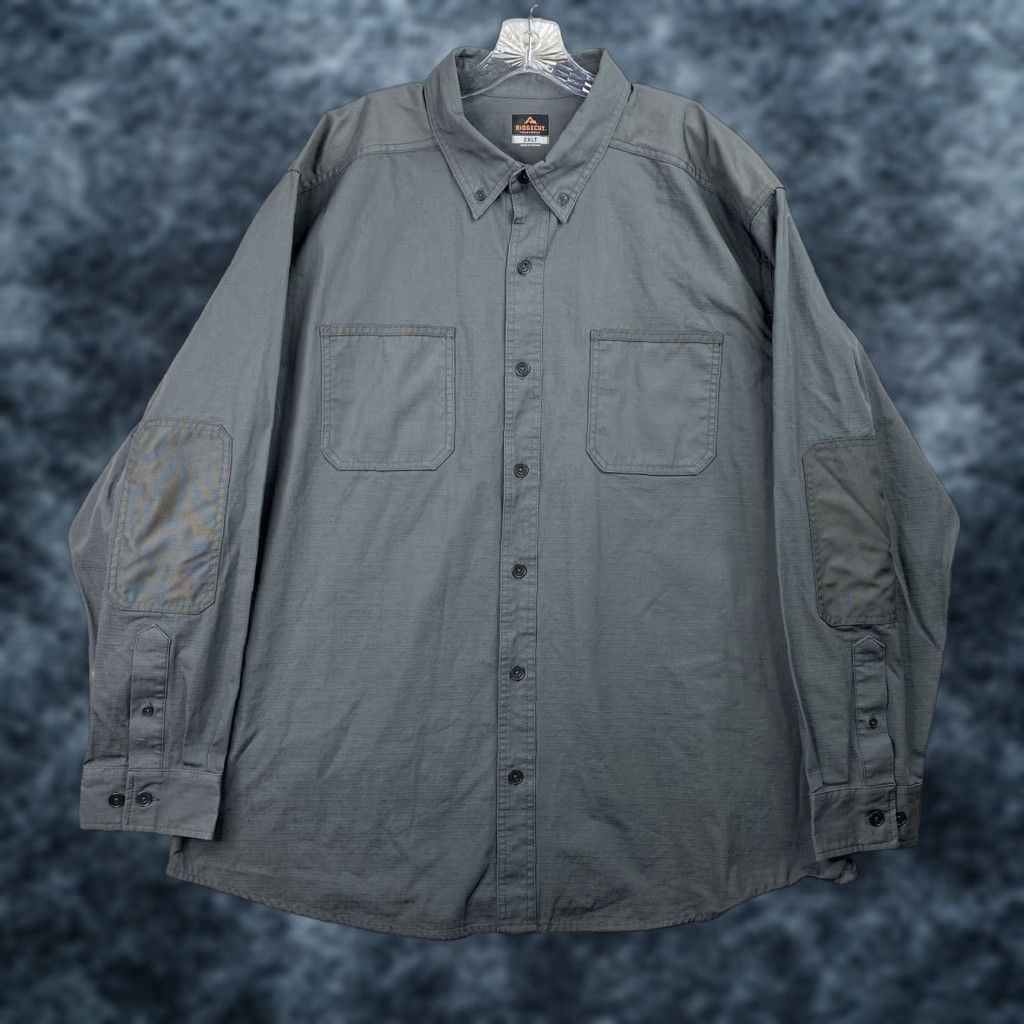 Vintage Ridgecut Toughwear Mens Shirt 2XLT Gray Ripstop Reinforced Elbow Tactical Button Size US XXL / EU 58 / 5 - 1 Thumbnail