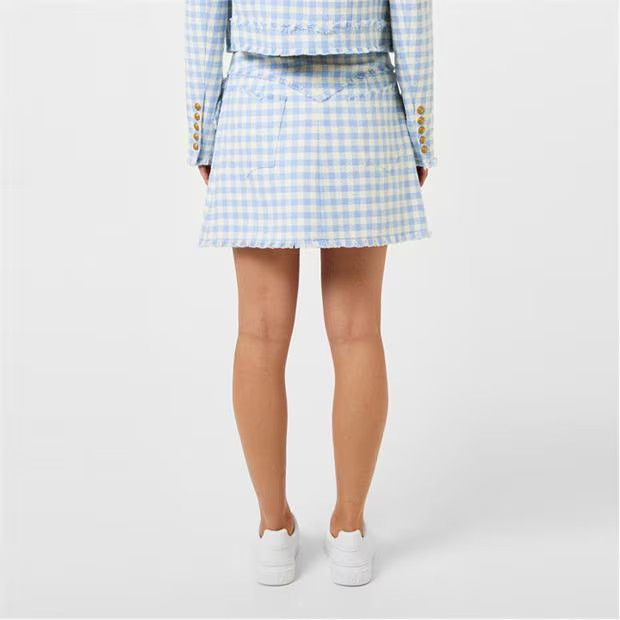 Balmain o1g2r1mq0924 Gingham Mini Skirt in Blanc & Blue Size 29" - 5 Thumbnail