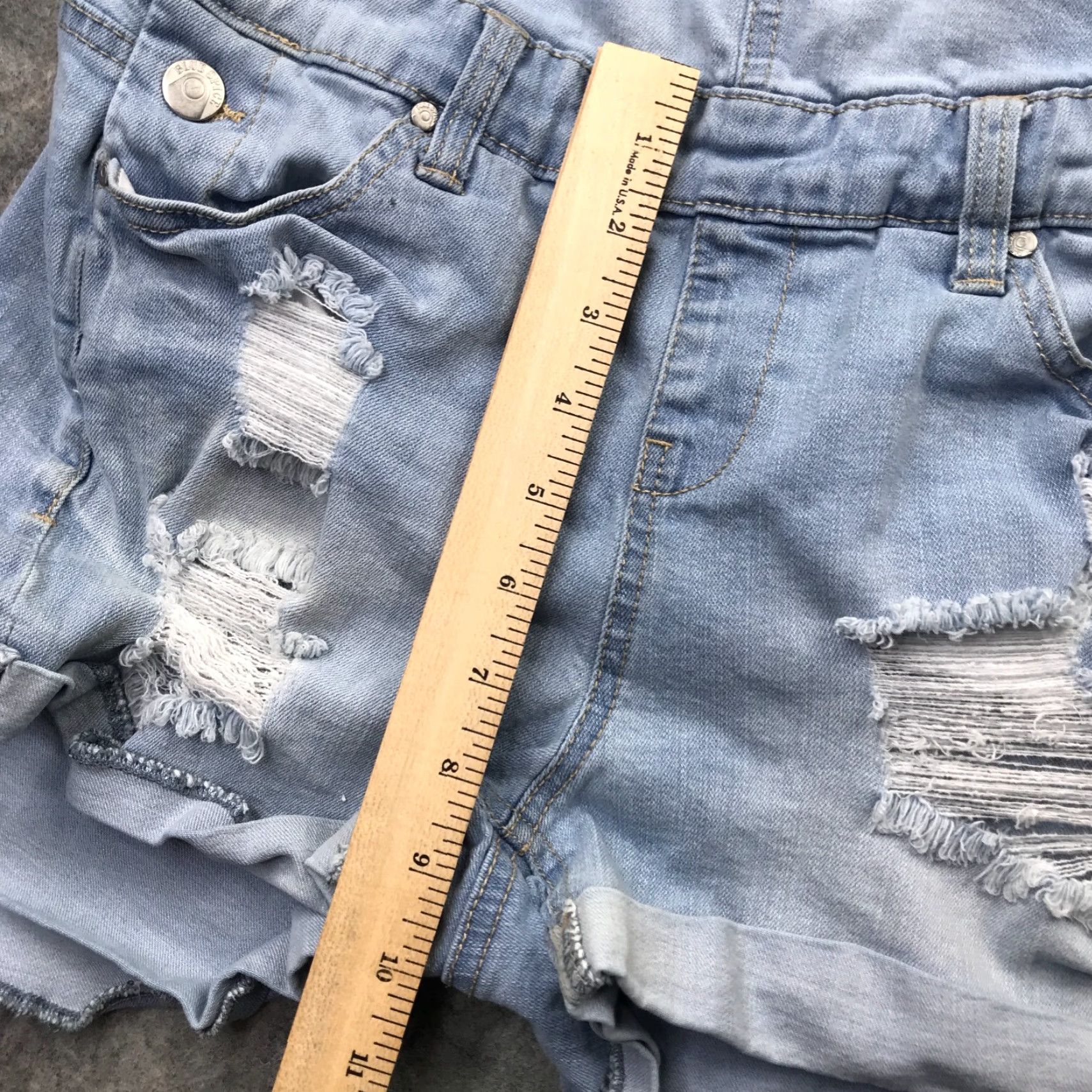 Vintage Blue Spice Womens Juniors Size 3 Light Wash Cutoff Jumper Overalls Distressed Size 25" / US 0 / IT 36 - 5 Thumbnail