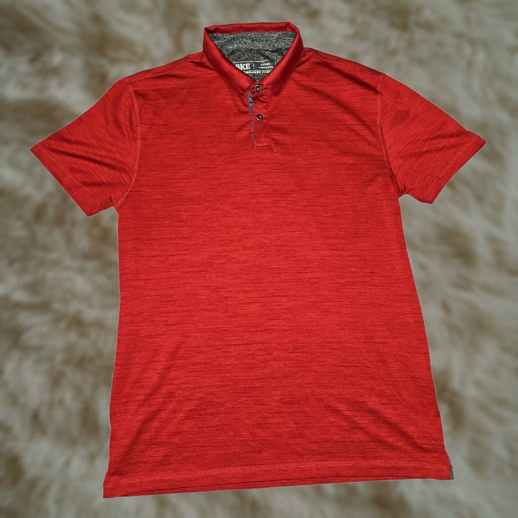 BKE BKE Polo Shirt Large Men's Short Sleeve Red Performance Polyester Casual Preppy Shirt Size US L / EU 52-54 / 3 - 1 Thumbnail