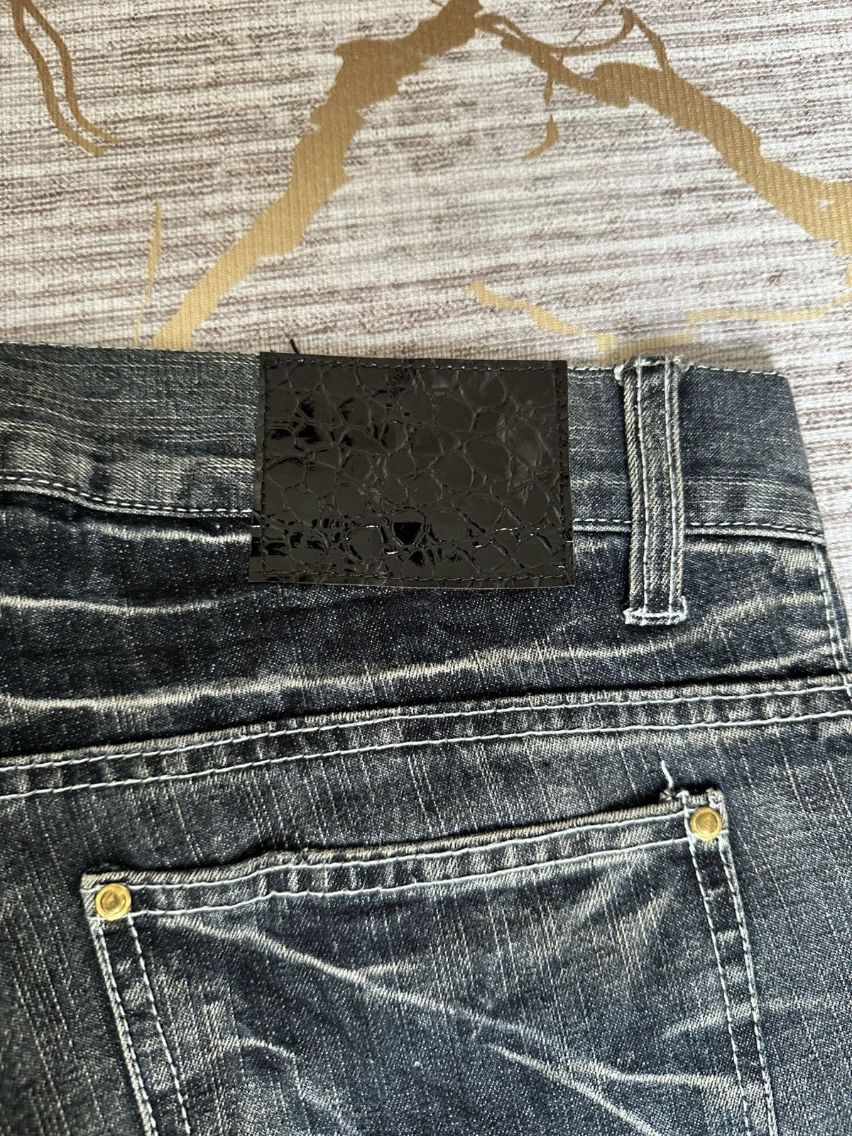 Tornado Mart FLARE Black Barcara Distressed Claw Marks Design Denim Size US 32 / EU 48 - 20 Thumbnail