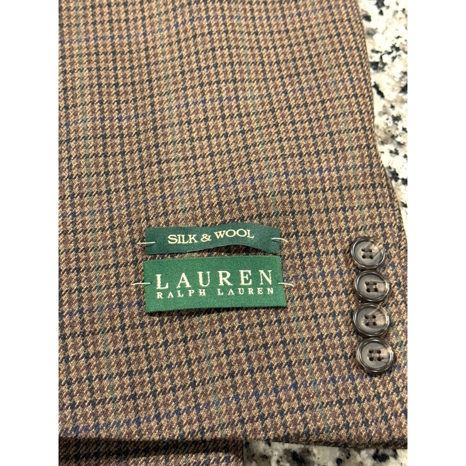 Ralph Lauren VINTAGE Ralph Lauren Mens Blazer Jacket 46 Long Wool Silk Houndstooth Classic Fit Fall Winter Size 46R - 4 Thumbnail
