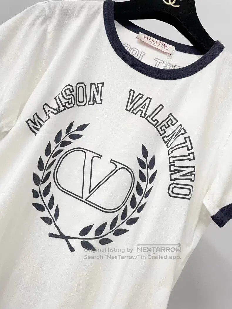 Valentino Valentino White letter-print T-shirt short-sleeved top Size L / US 10 / IT 46 - 3 Thumbnail