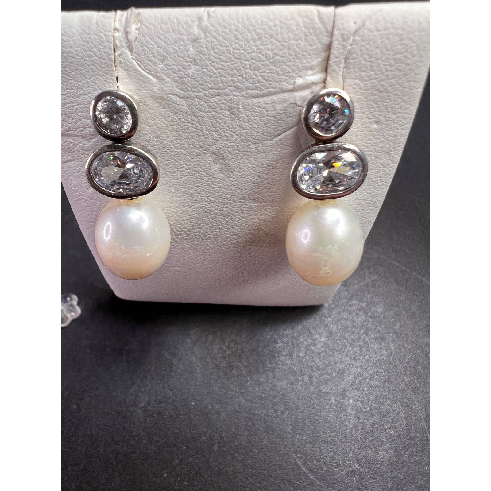 Other Cultured pearl and CZ sterling silver drop earrings Size ONE SIZE - 10 Thumbnail