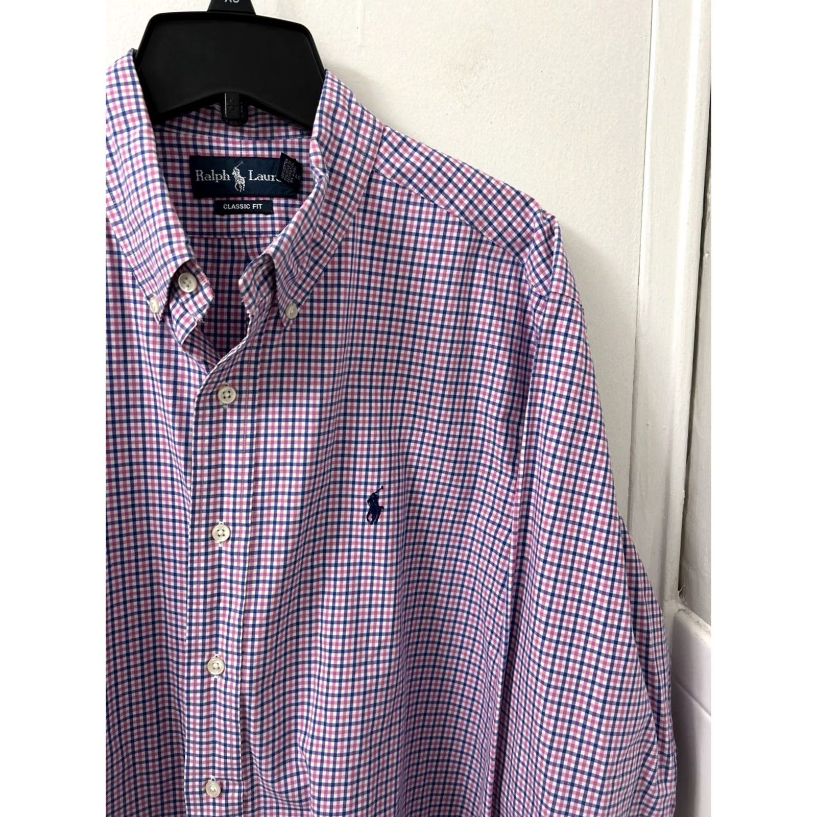 Ralph Lauren VINTAGE Ralph Lauren Shirt Mens XL Pink Blue Oxford Plaid Button Down Logo L/S Size US XL / EU 56 / 4 - 4 Thumbnail