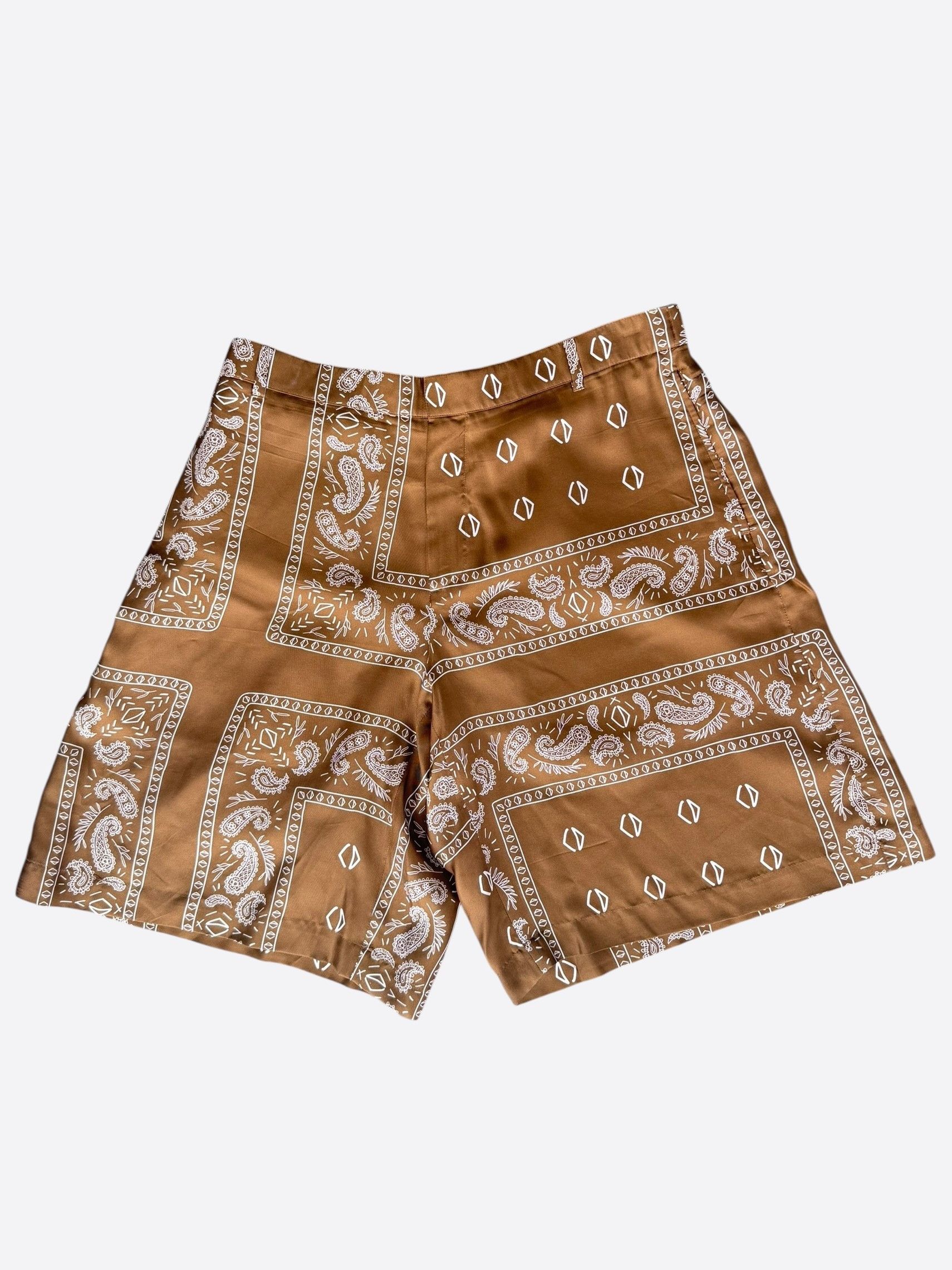 Dior Cactus Jack Brown & White Diamond Bandana Print Silk Shorts Size US 40 / EU 56 - 1 Thumbnail