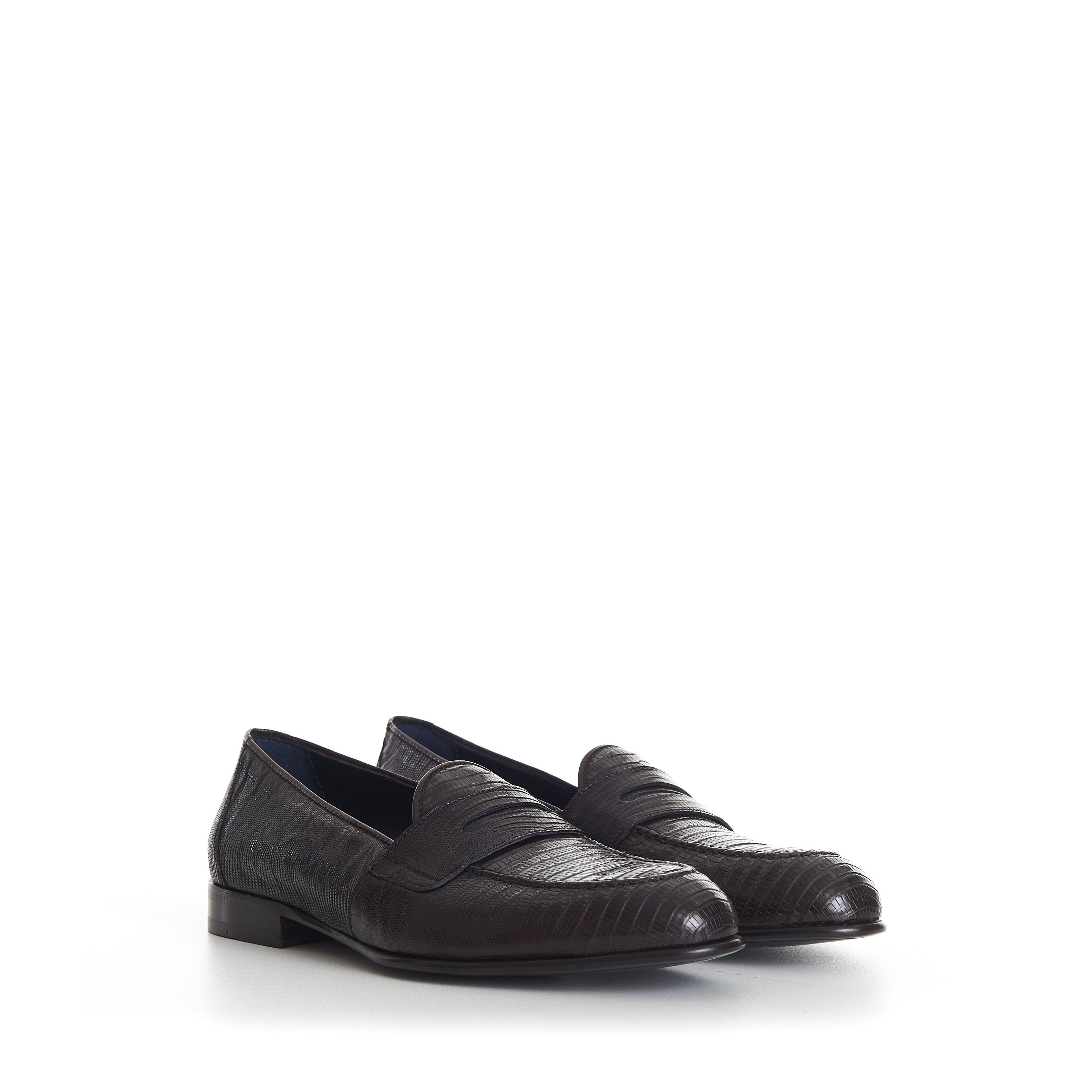 Brioni Penny Loafer In Dark Brown Snakeskin Leather Size US 8 / EU 41 - 1 Thumbnail